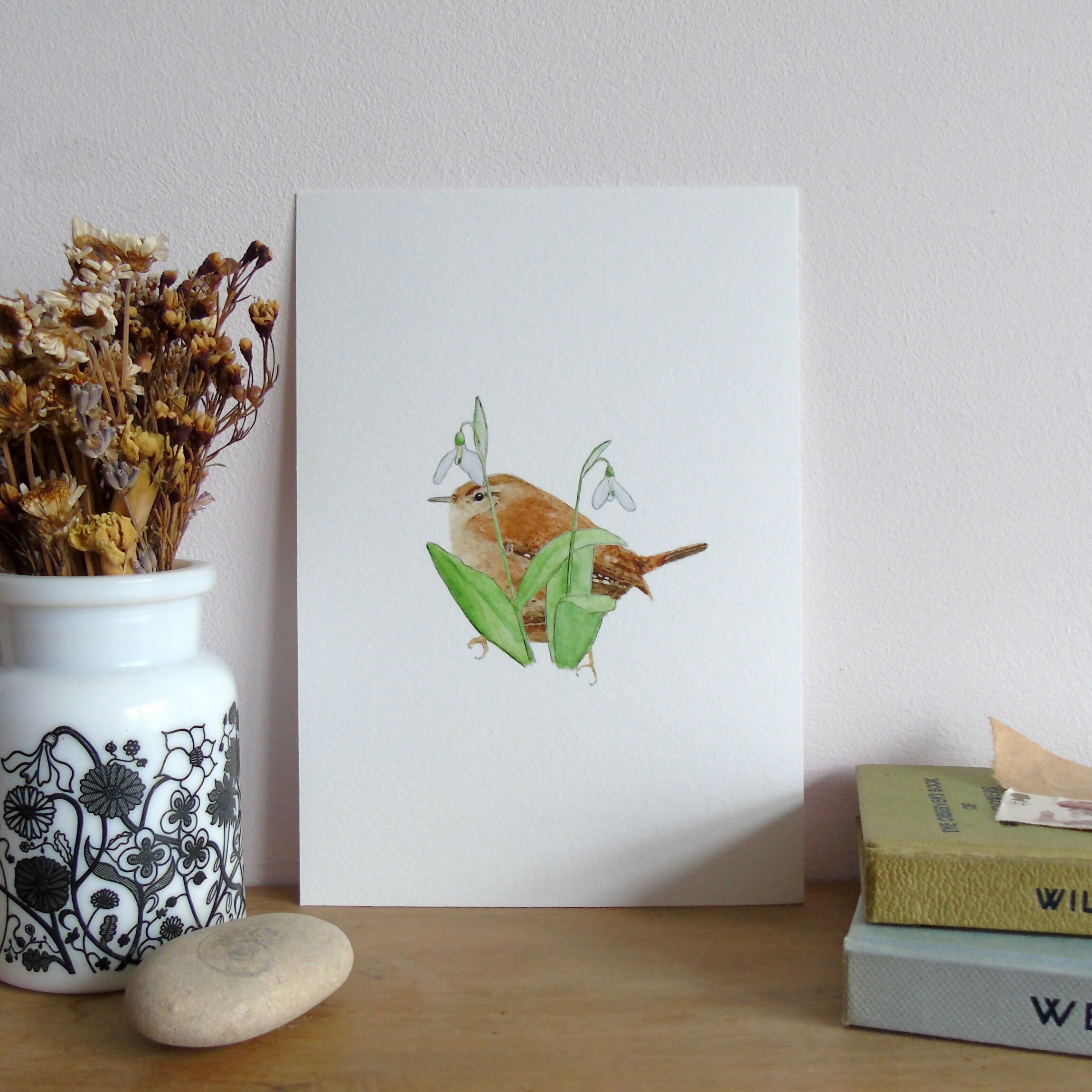 Wren and Snowdrops Giclee Print