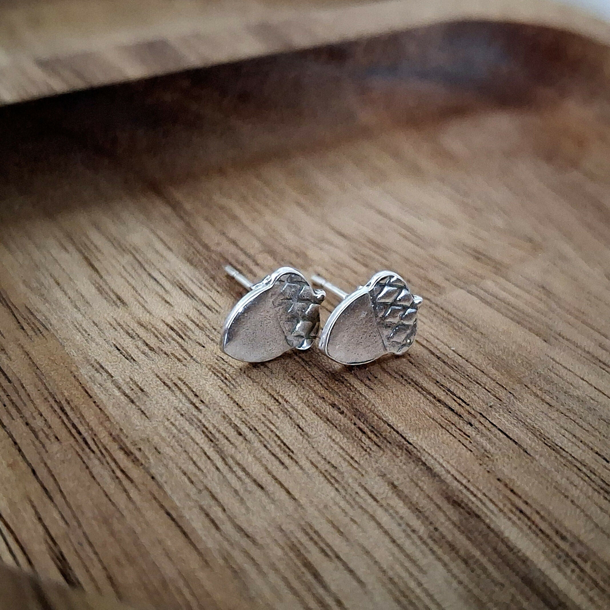 Handmade Silver Acorn Studs