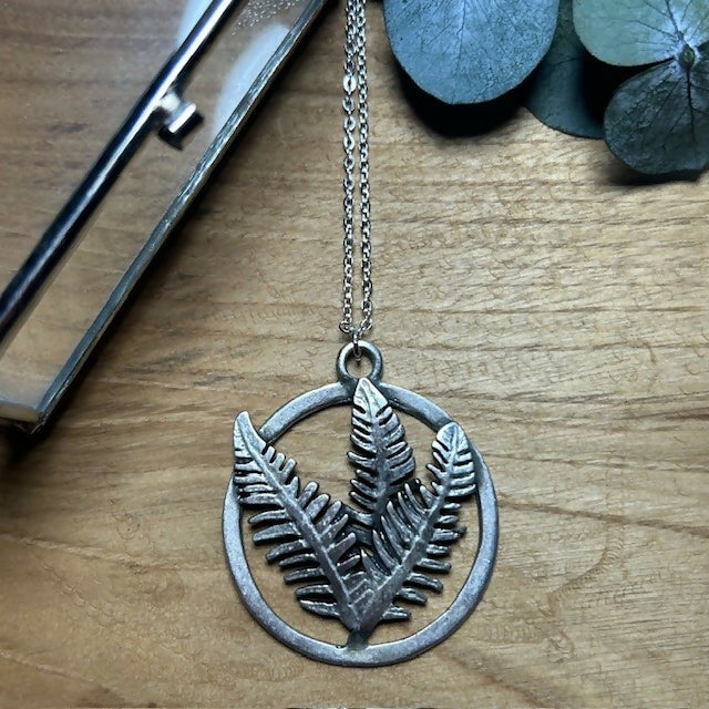 Statement Fern Pendant On Silver Plated Chain