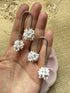 Floral Drop Earrings with Gold and Silver Arc and Flower Cluster