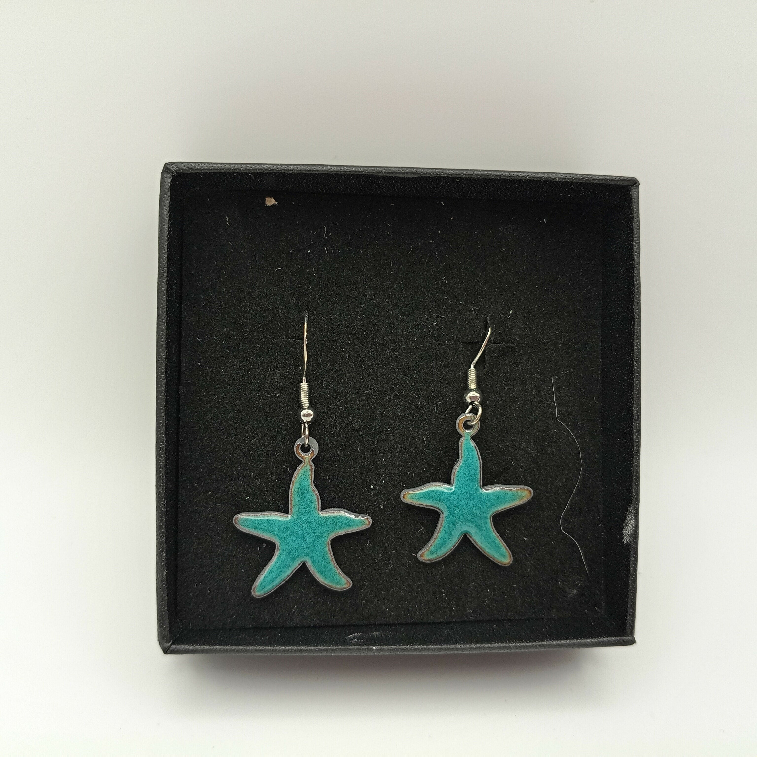 Blue Starfish Enamel Earrings