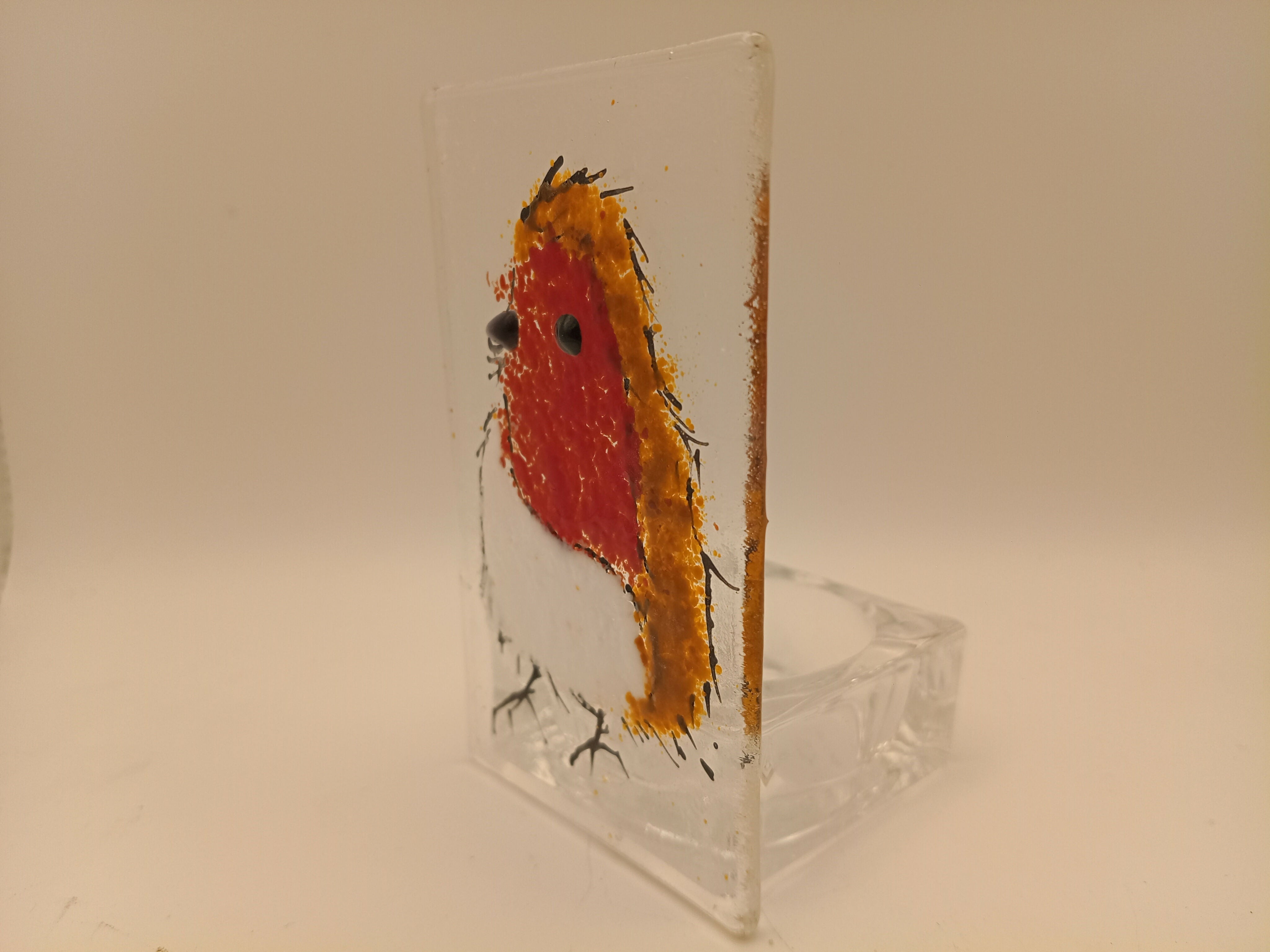 Fused Glass Robin Tealight