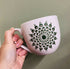 Hand Painted Dot Mandala Large Mug: Forest Green and Baby Pink