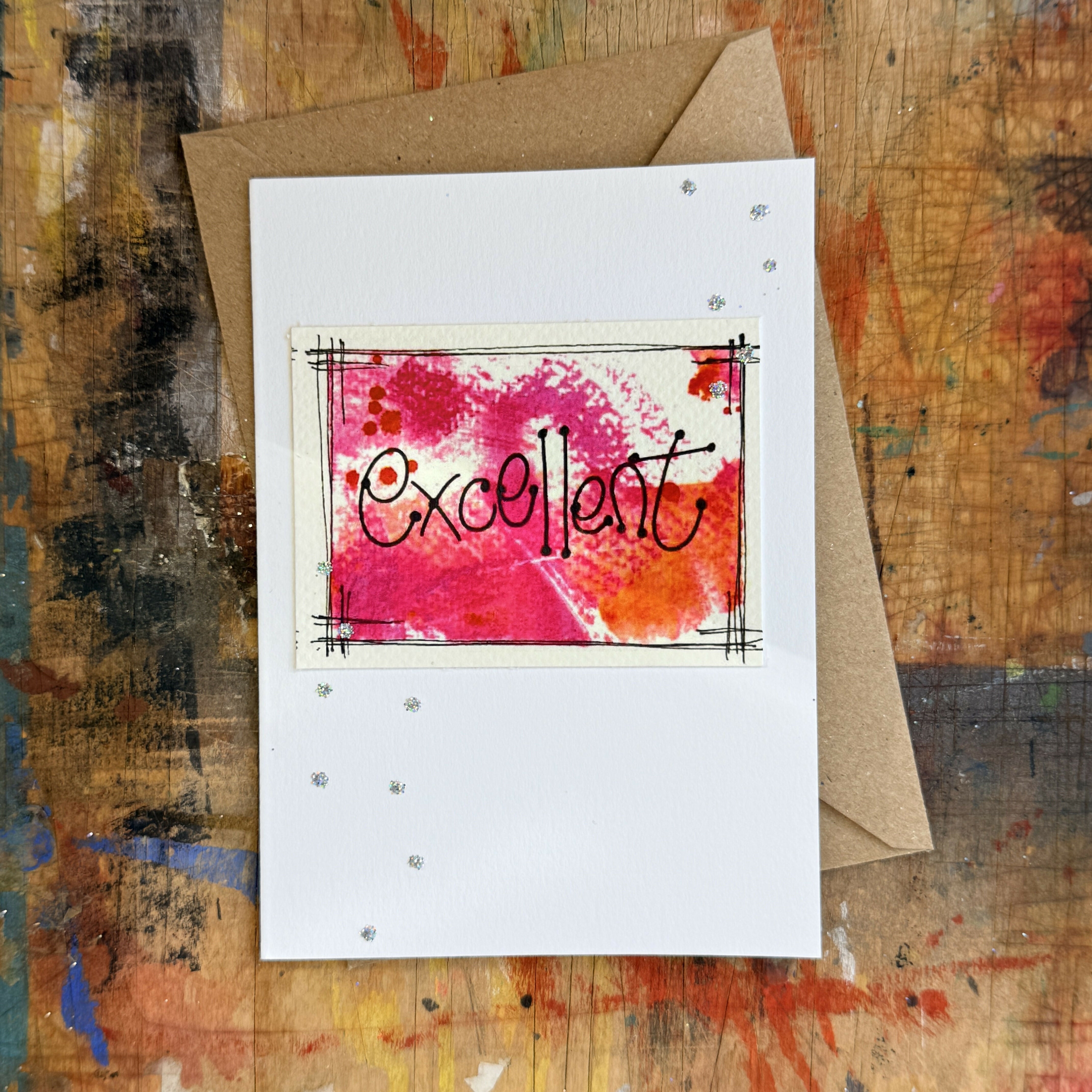 Abstract Excellent Card in Pink