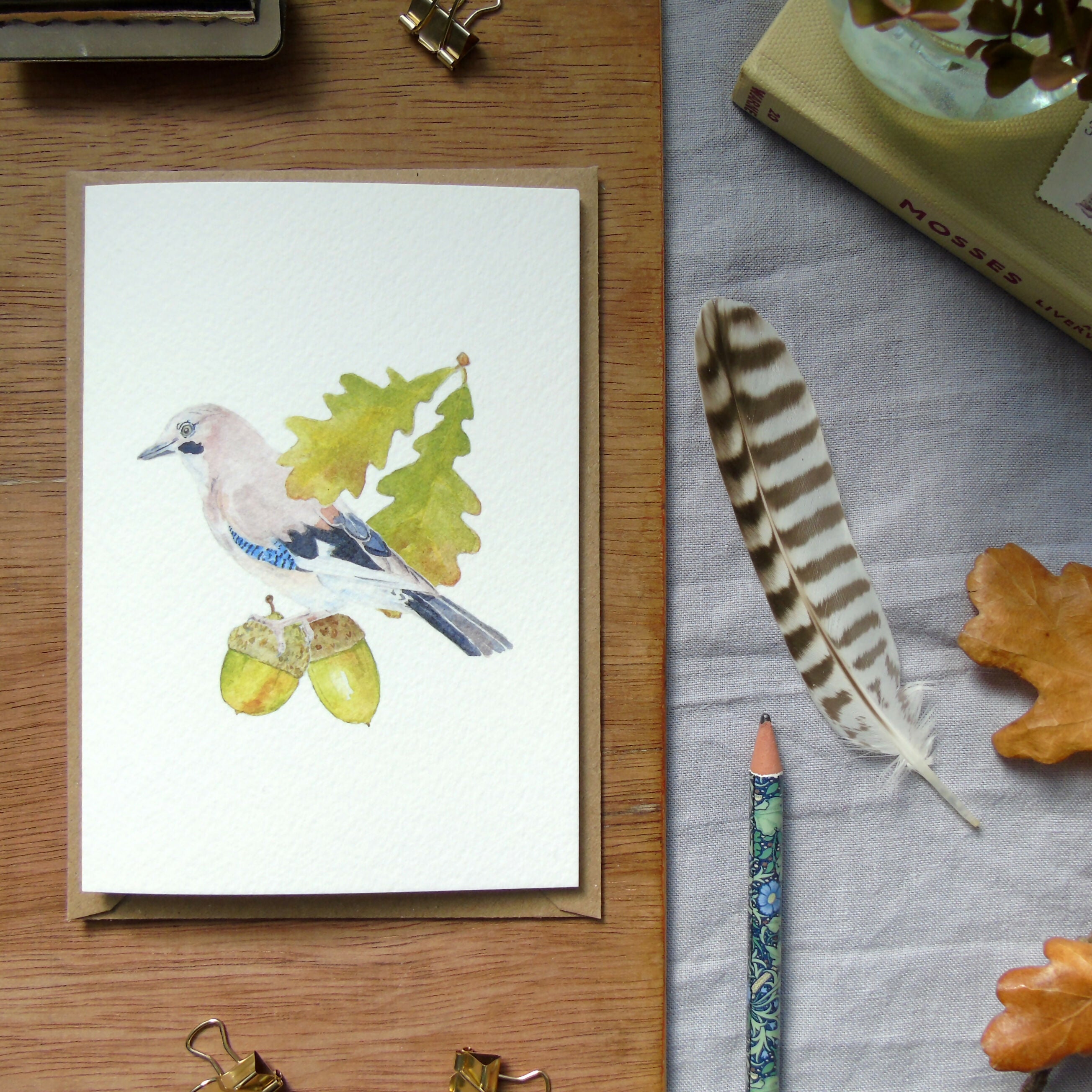 Jay and Acorn Greetings Card