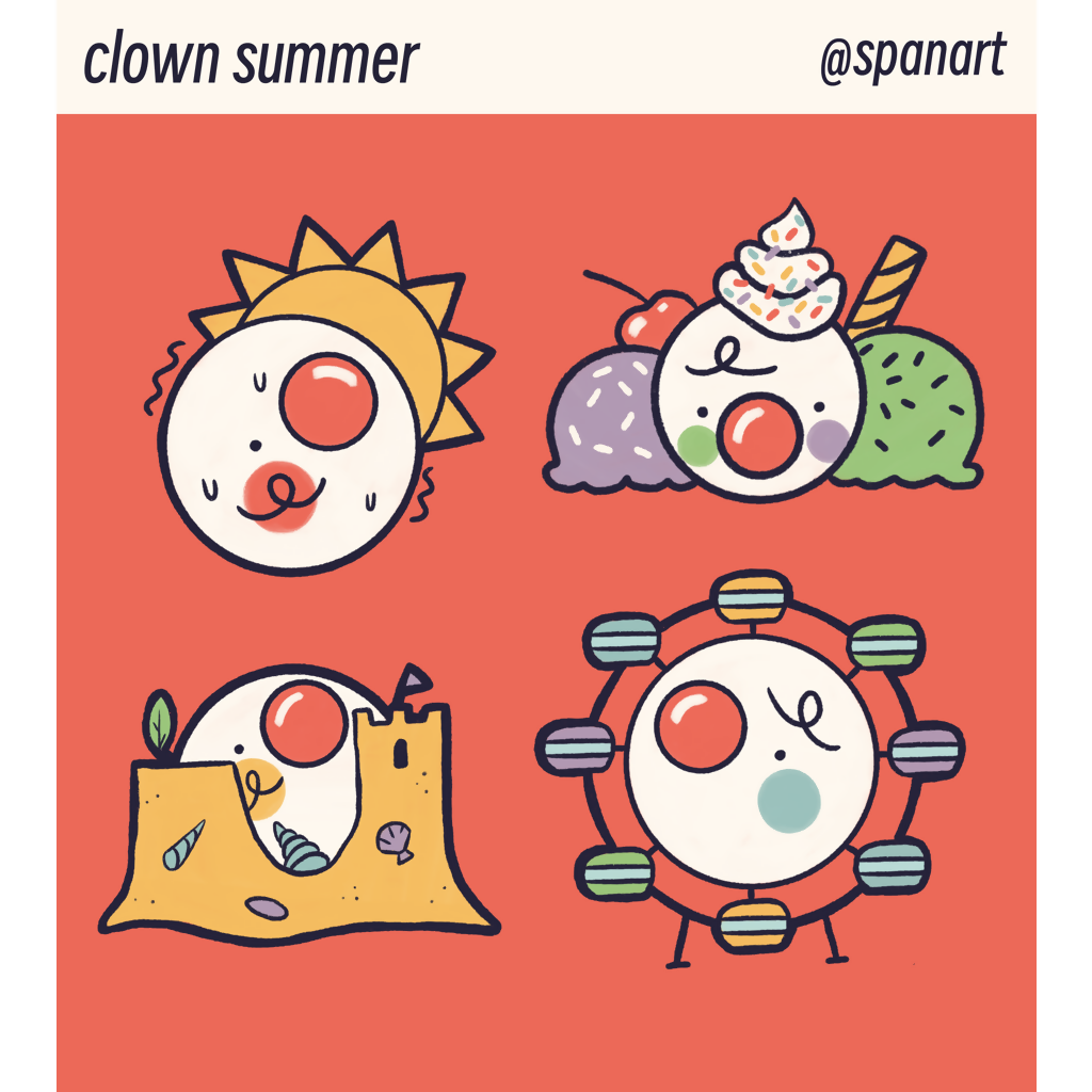 'Clown Summer' Sticker Sheet