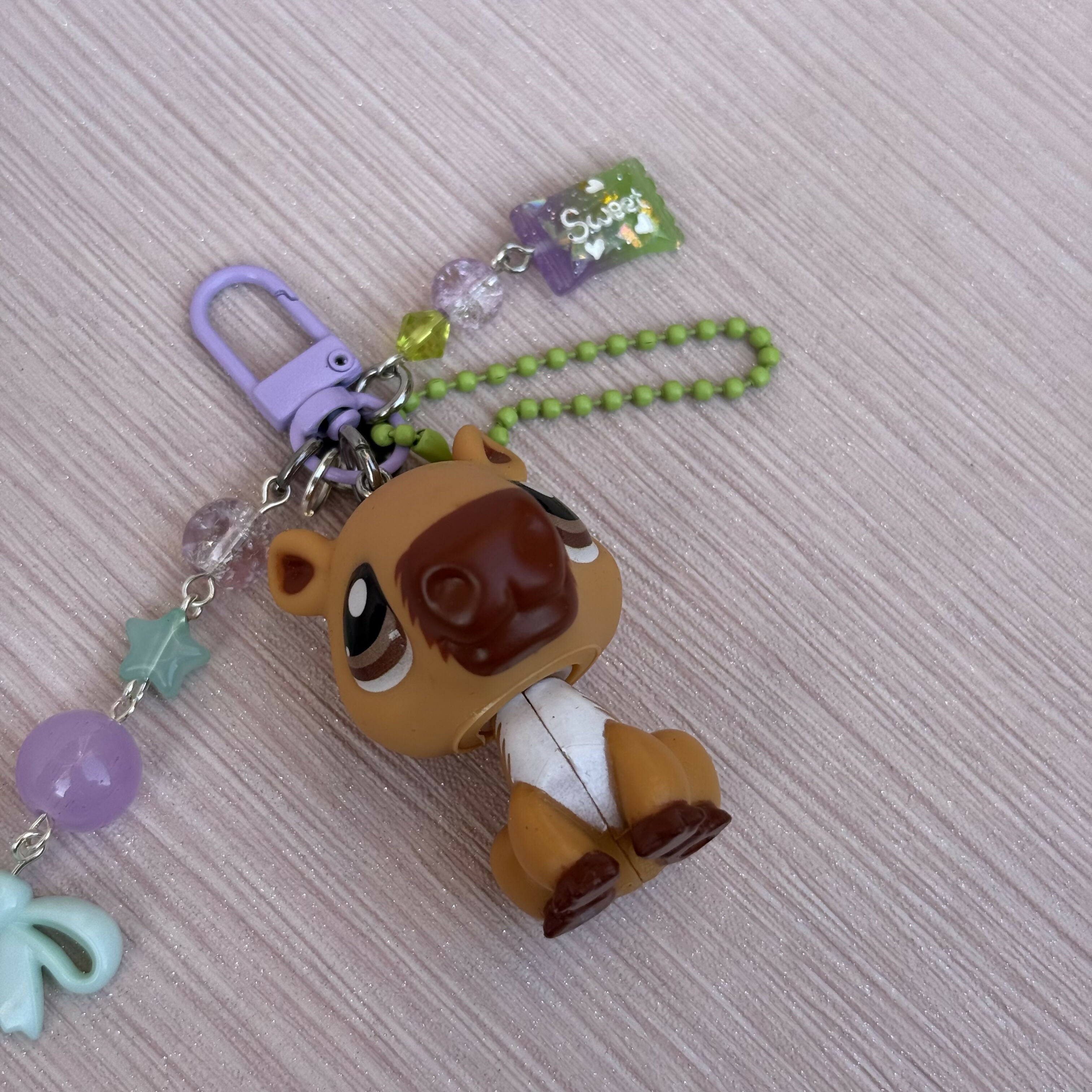 Capybara Toy Purple and Green Trinket Keychain