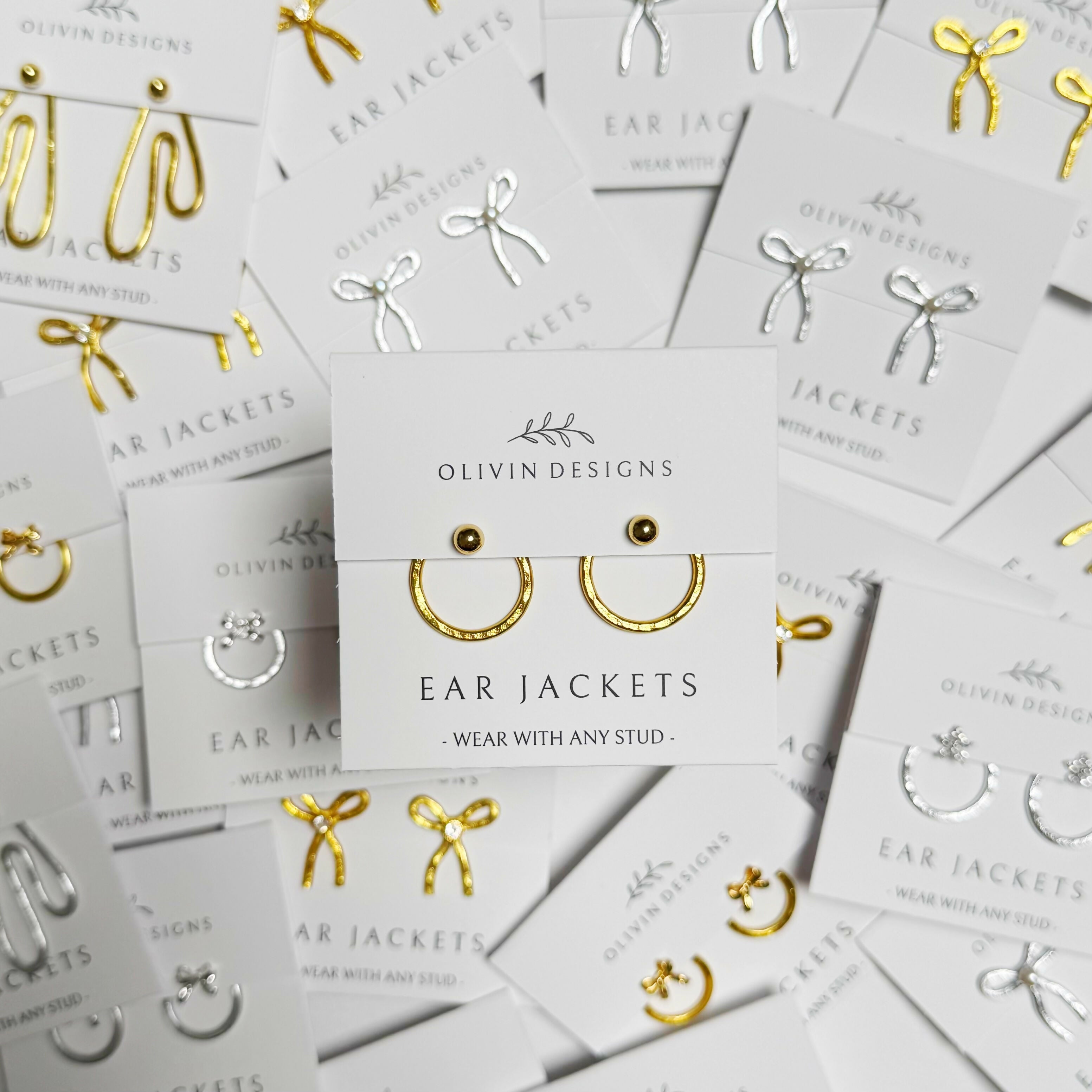 Midi Circle Ear Jackets: Sterling Silver or 18K Gold Plated Studs