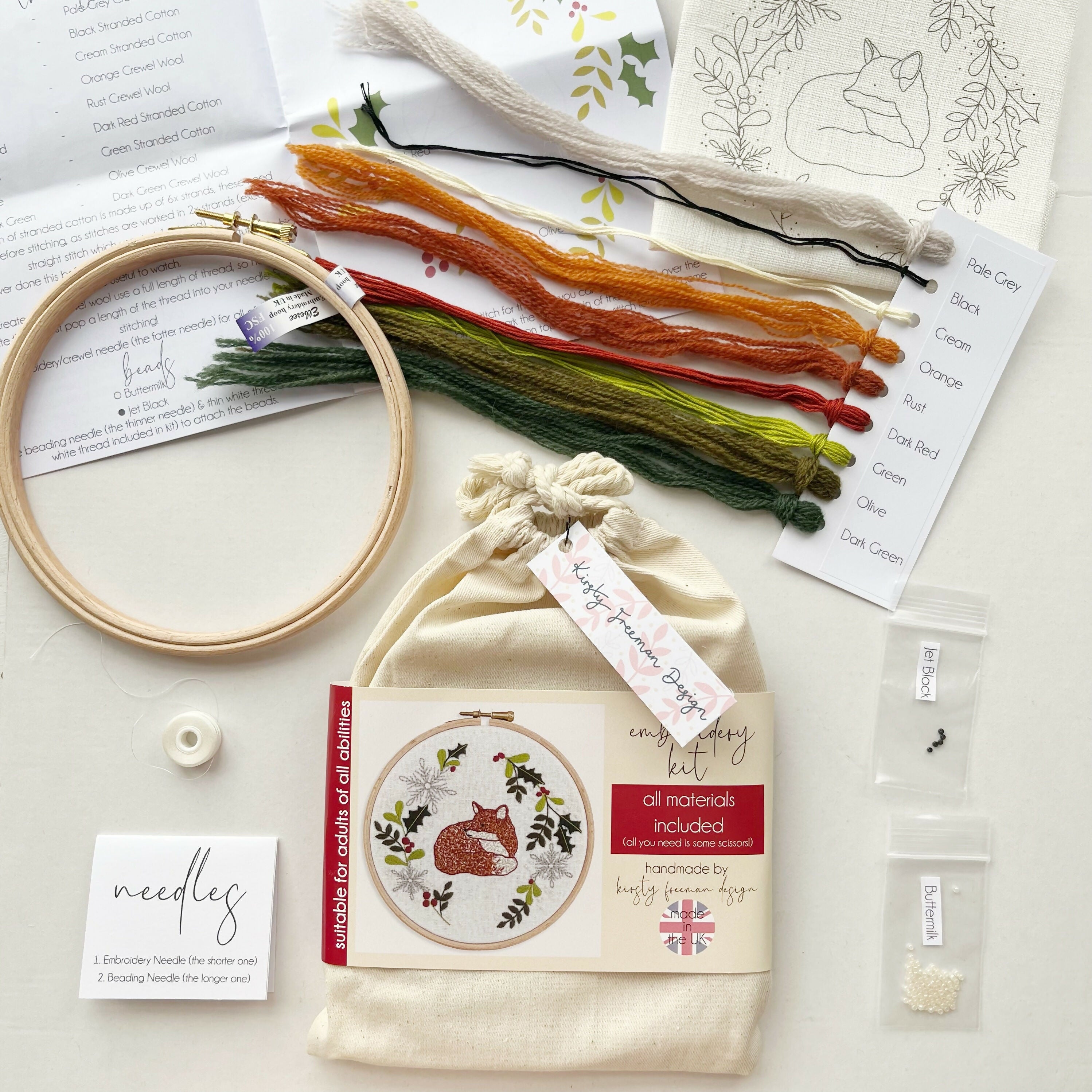 Christmas Fox Embroidery Kit