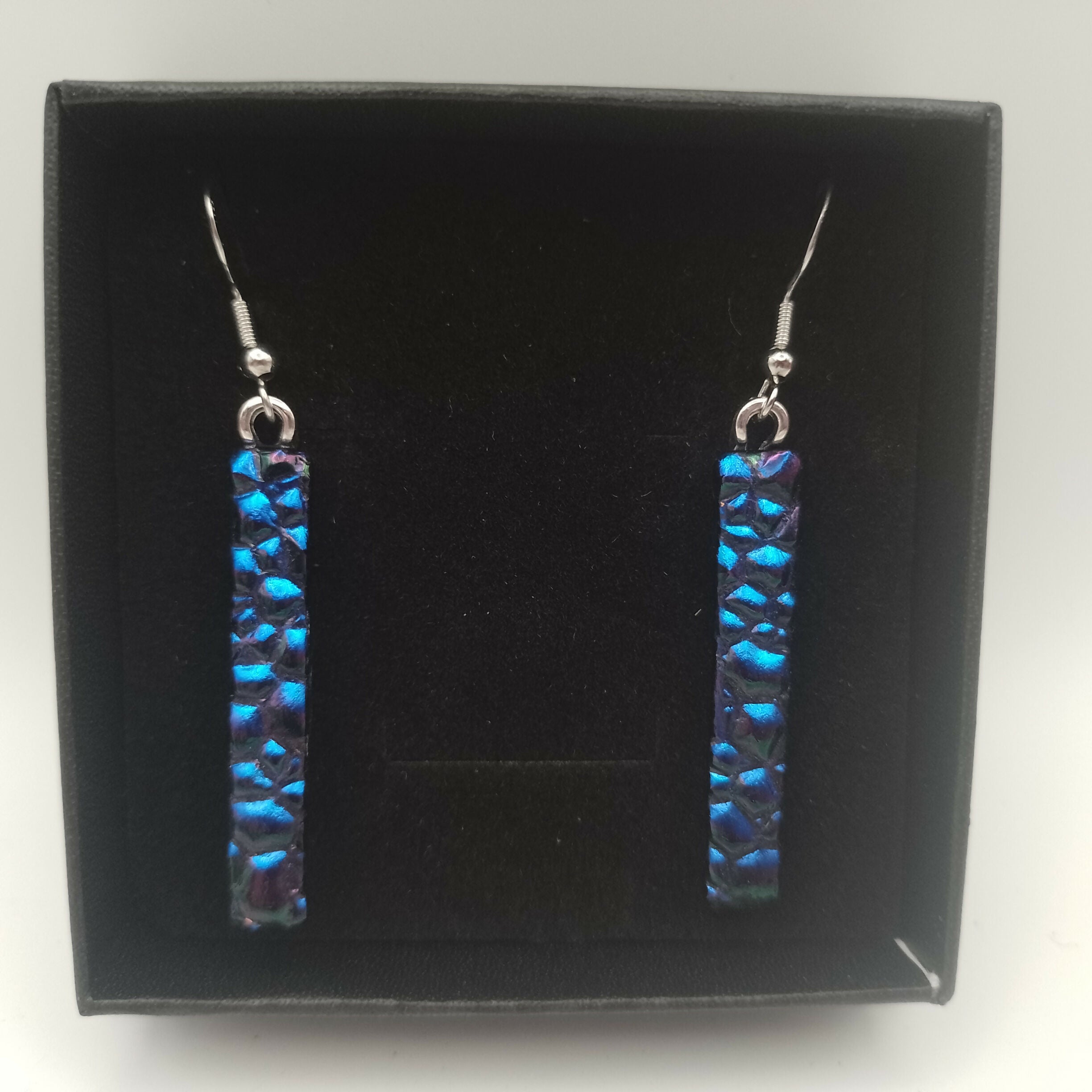 Blue and Purple Bubble Dichroic Glass Earrings