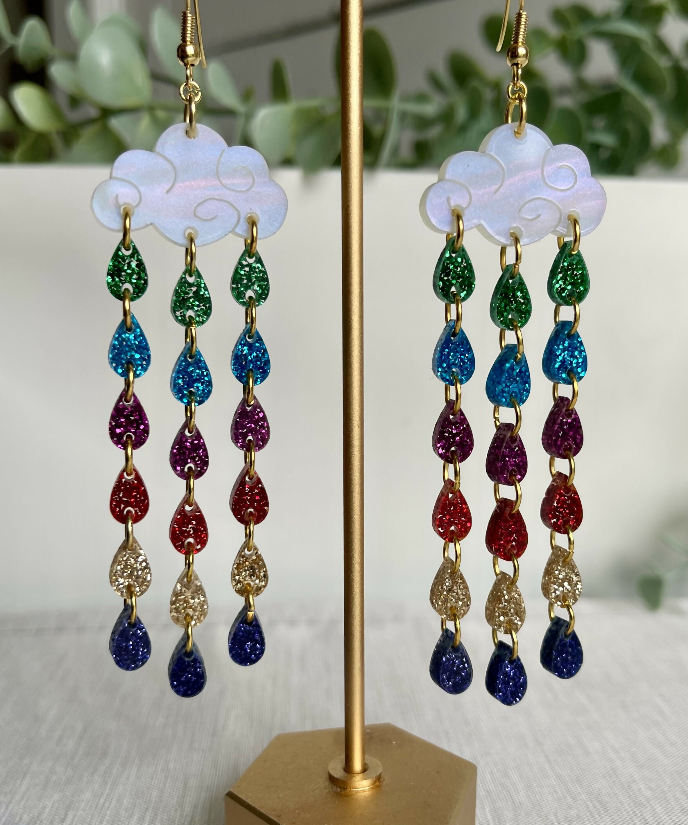 Rainbow Drop Dangly Earrings