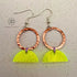 Neon Yellow Acrylic & Hand-Hammered Copper Semi-Circle Earrings
