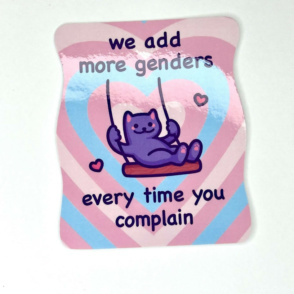 LGBTQ Cat Vinyl Sticker | We Add More Genders