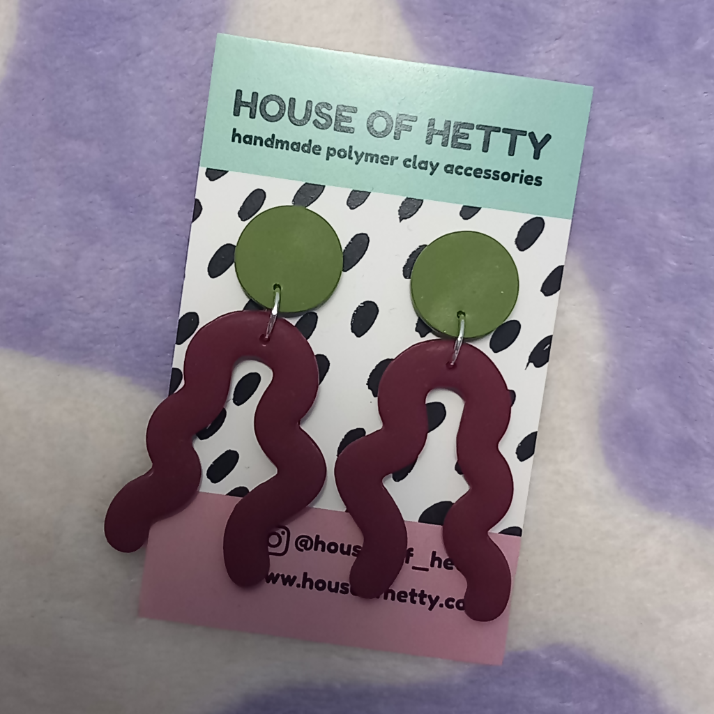 Polymer Clay Squiggle Dangle Earrings