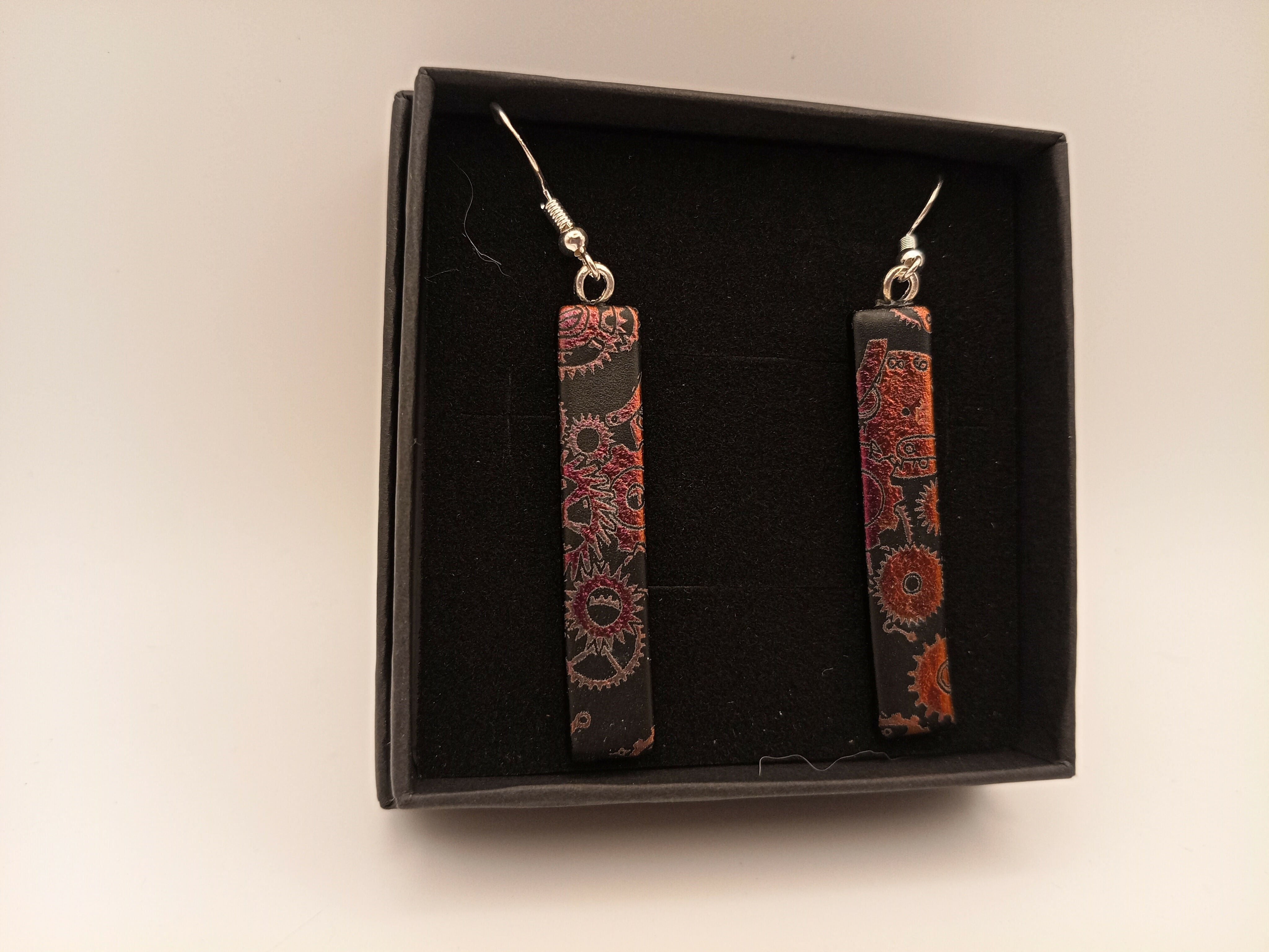 Red and Purple Dichroic Steampunk Earrings