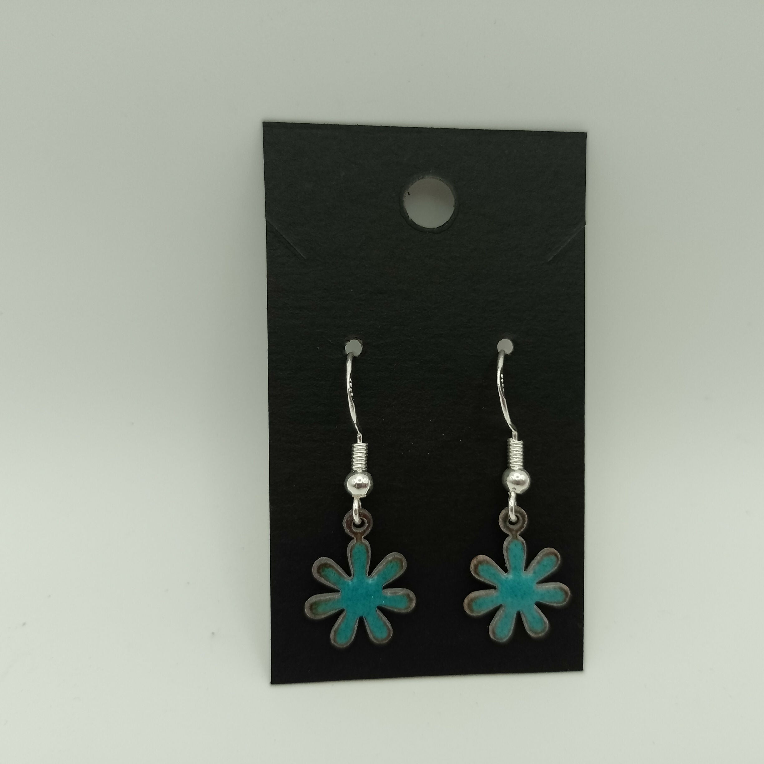 Blue Flower Enamel Earrings
