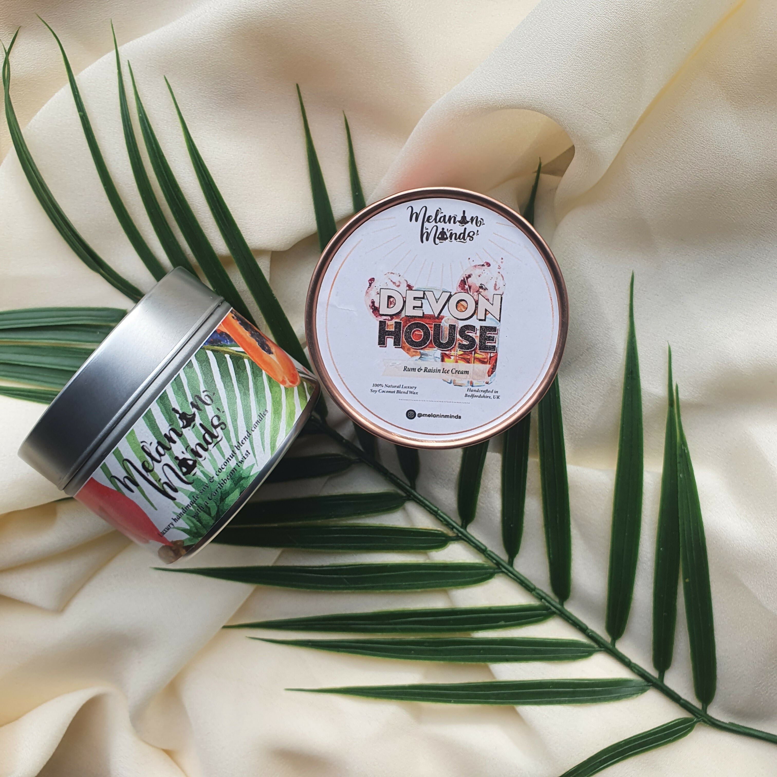 Caribbean Scented Candle Tin: Tropical Home Fragrance, Vegan, Eco-Friendly