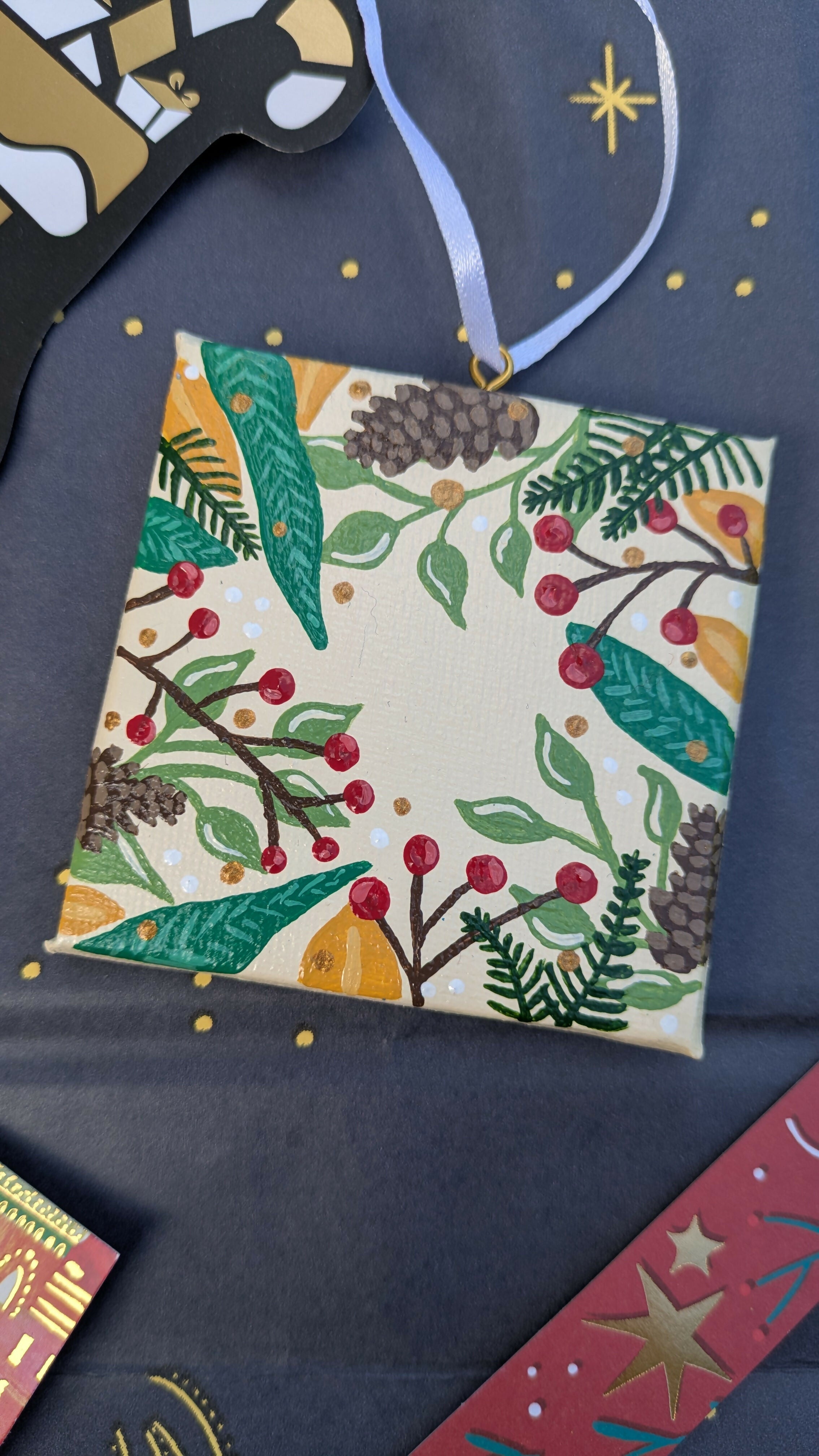 Mini Canvas Foliage Christmas Decoration