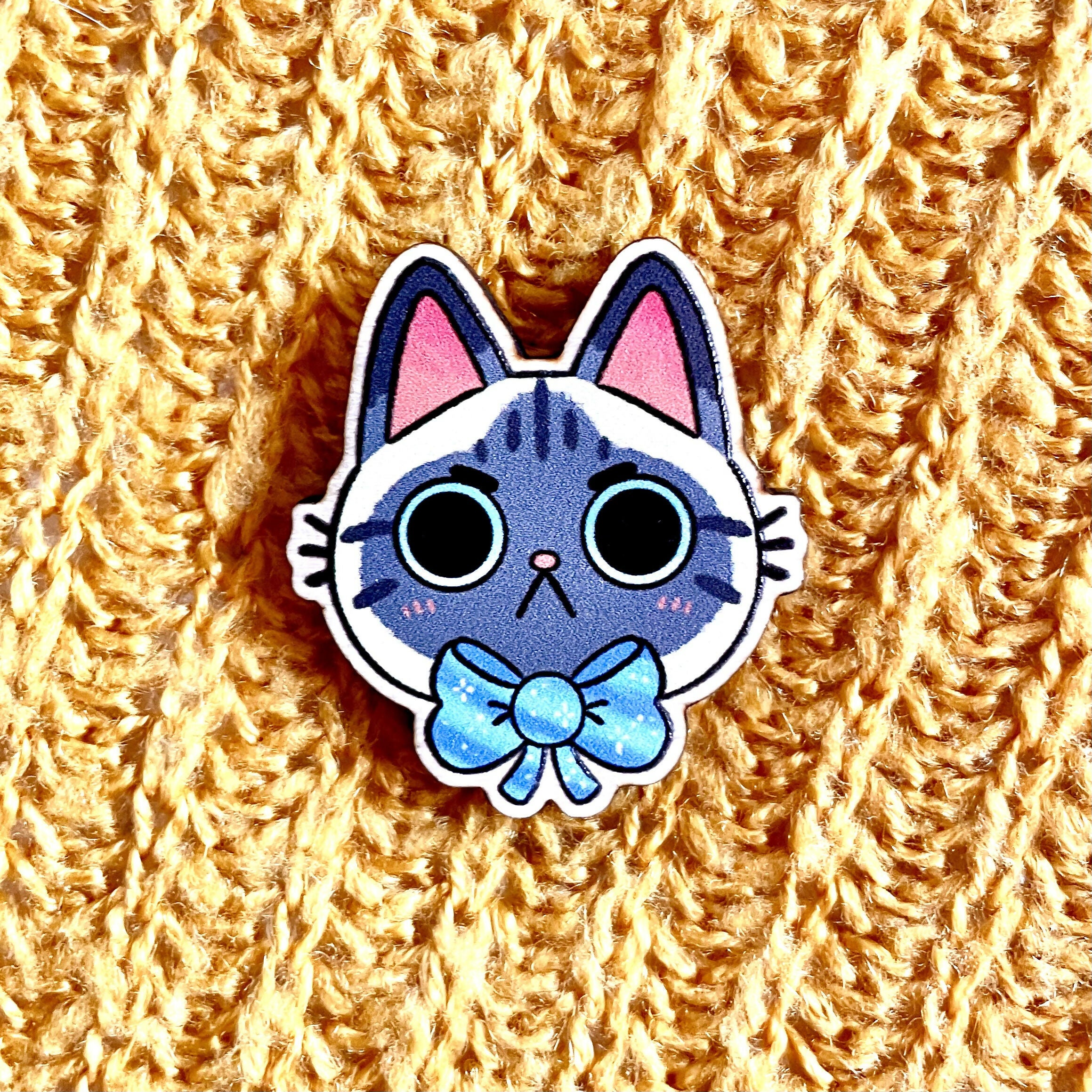 Moody Cat Wooden Pin