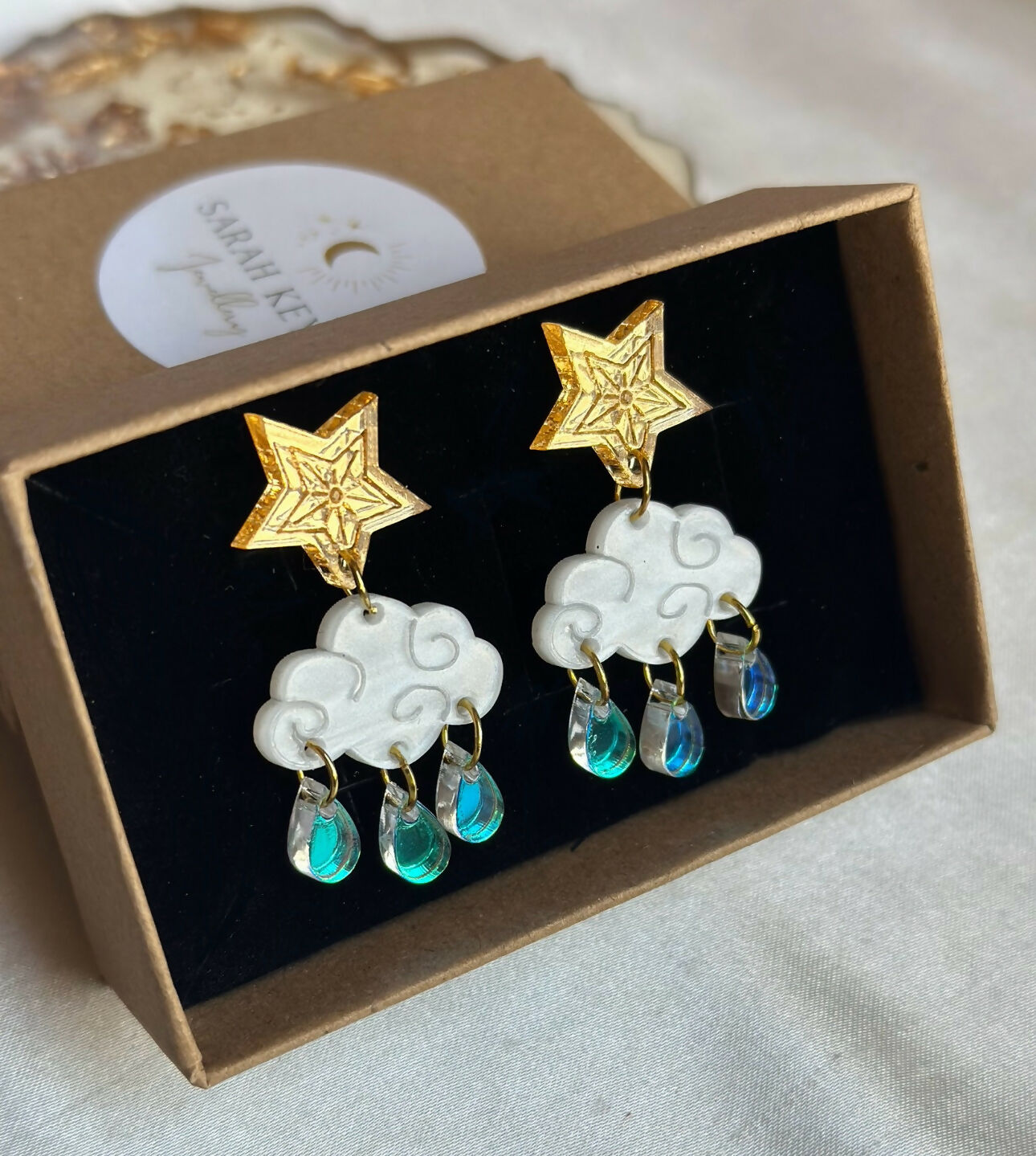 Christmas Cloud and Raindrops Earrings