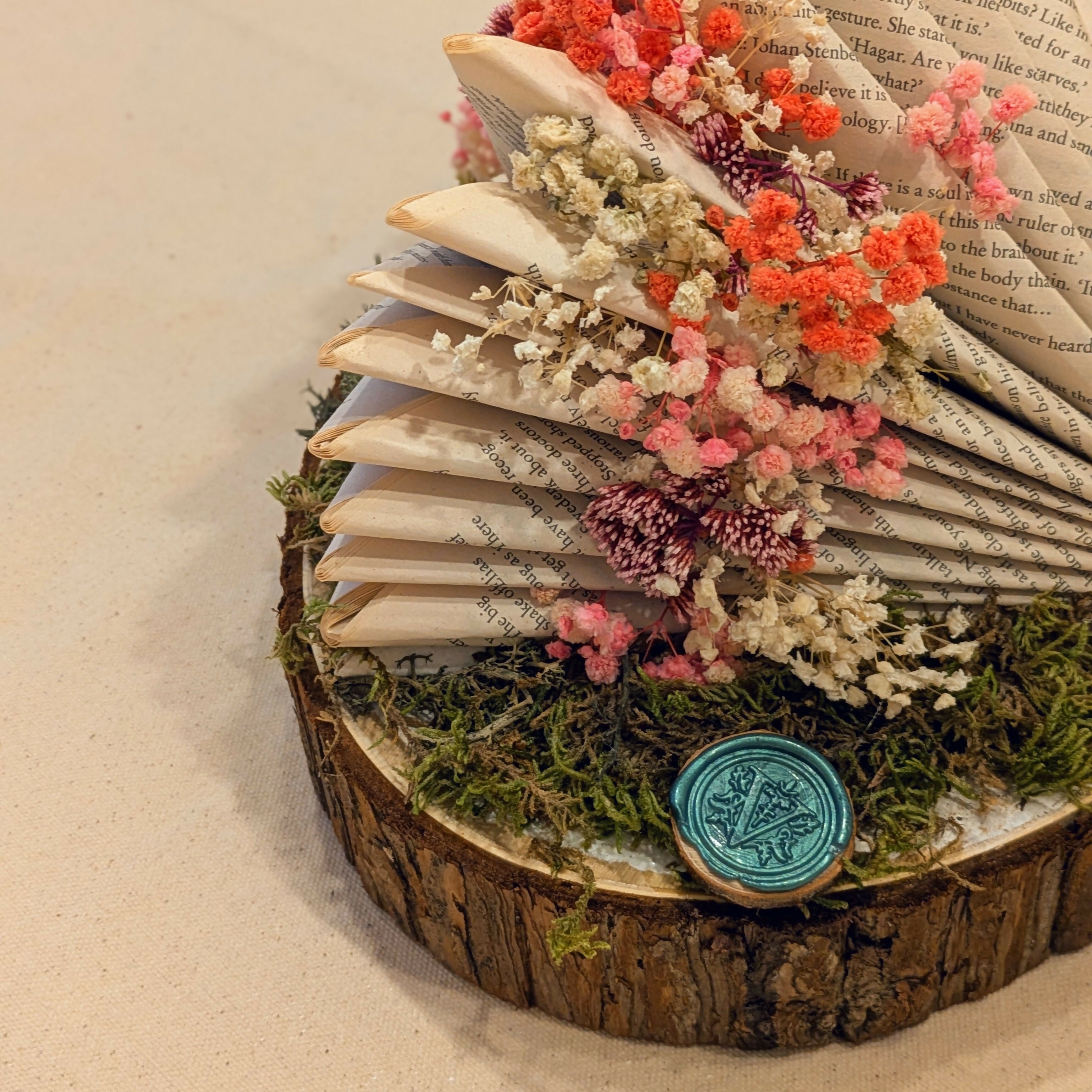 Pointed Floral Arrangement on Hanging Wall Log