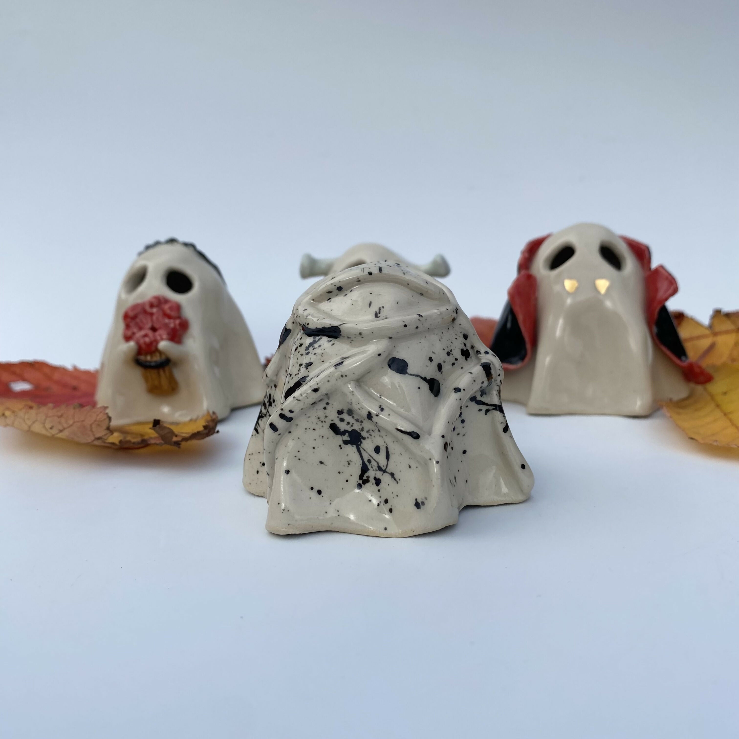 Handmade Ceramic Ghost Ornament Halloween Mystery Box