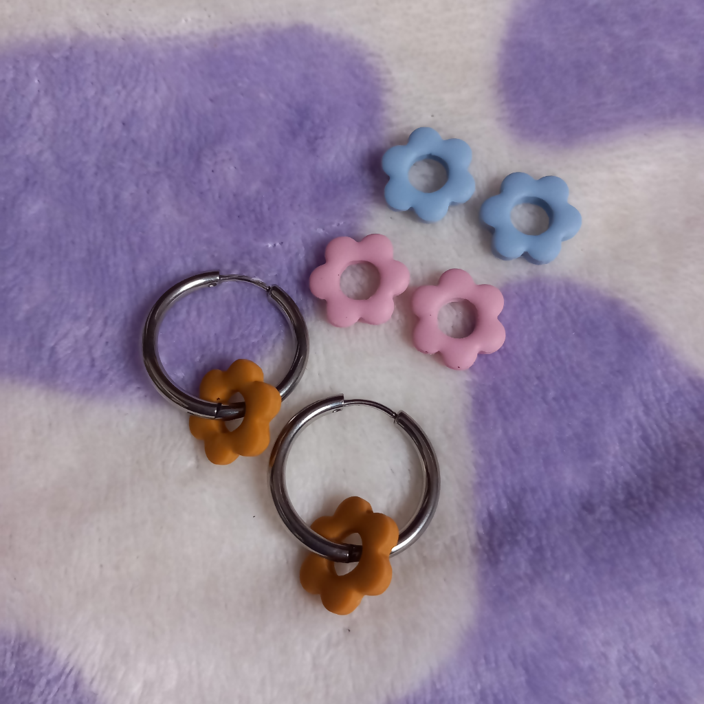 Multi-Charm Stainless Steel Hoop Earrings