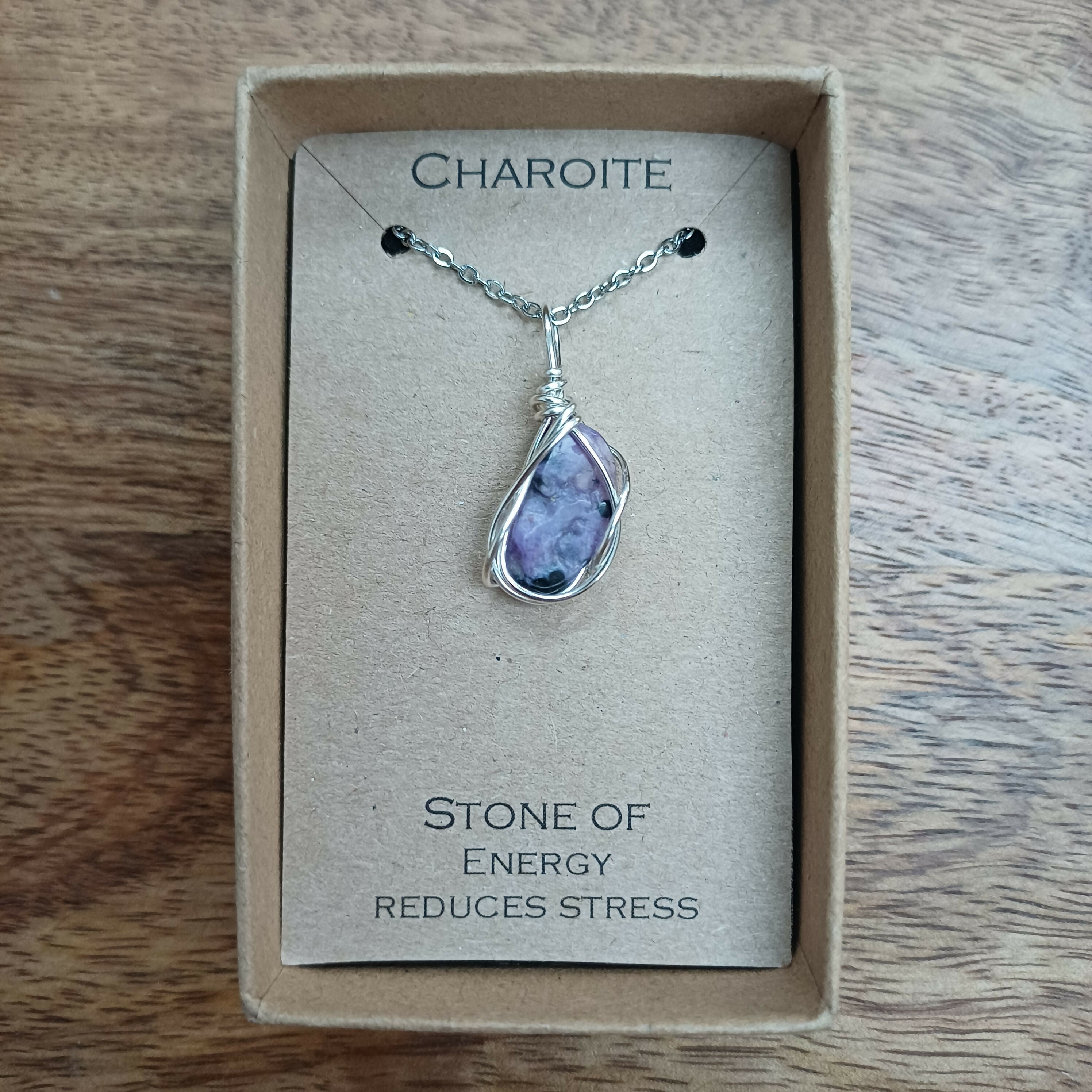 Charoite Wire Wrapped Pendant