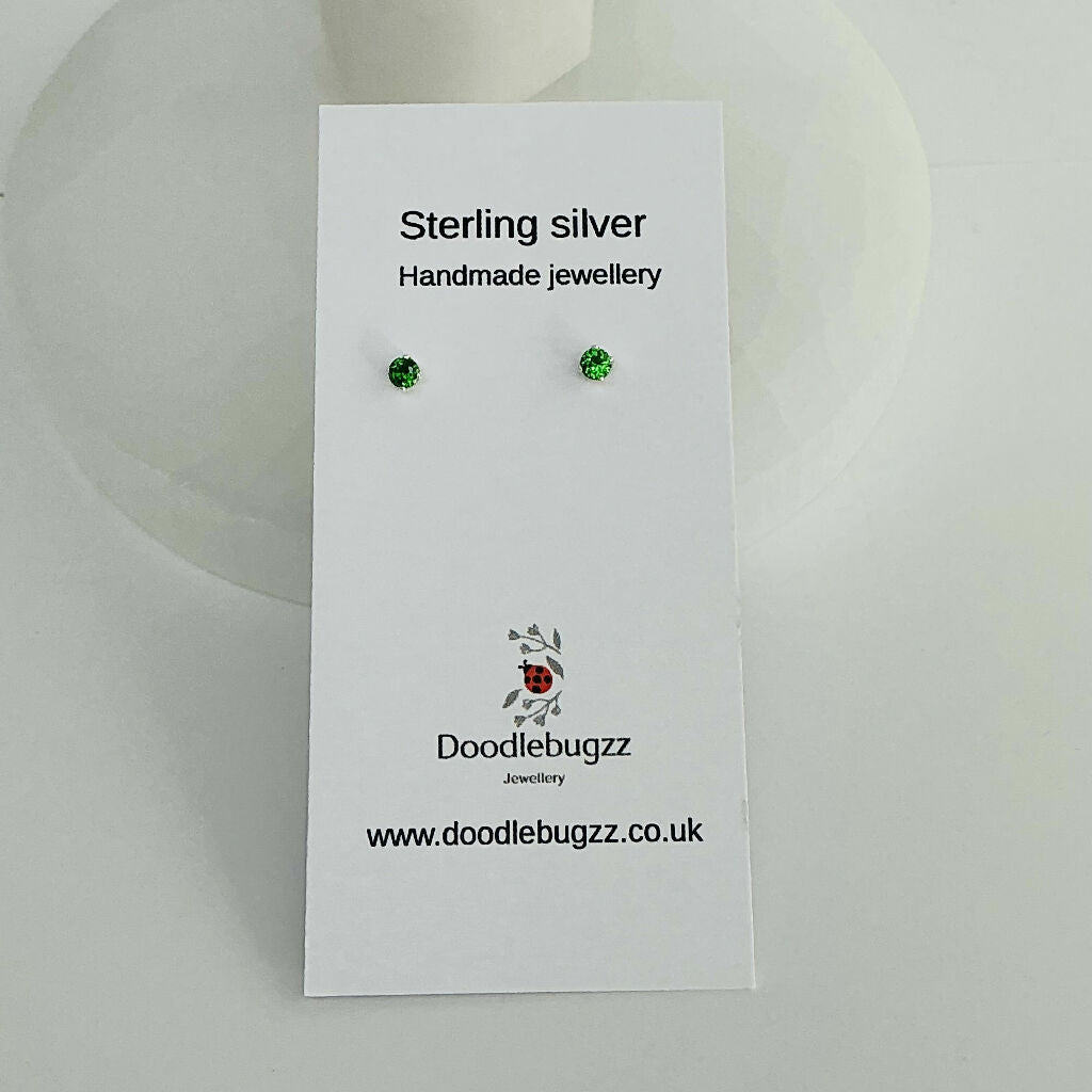 Sterling Silver Cubic Zirconia Stud Earrings 3mm