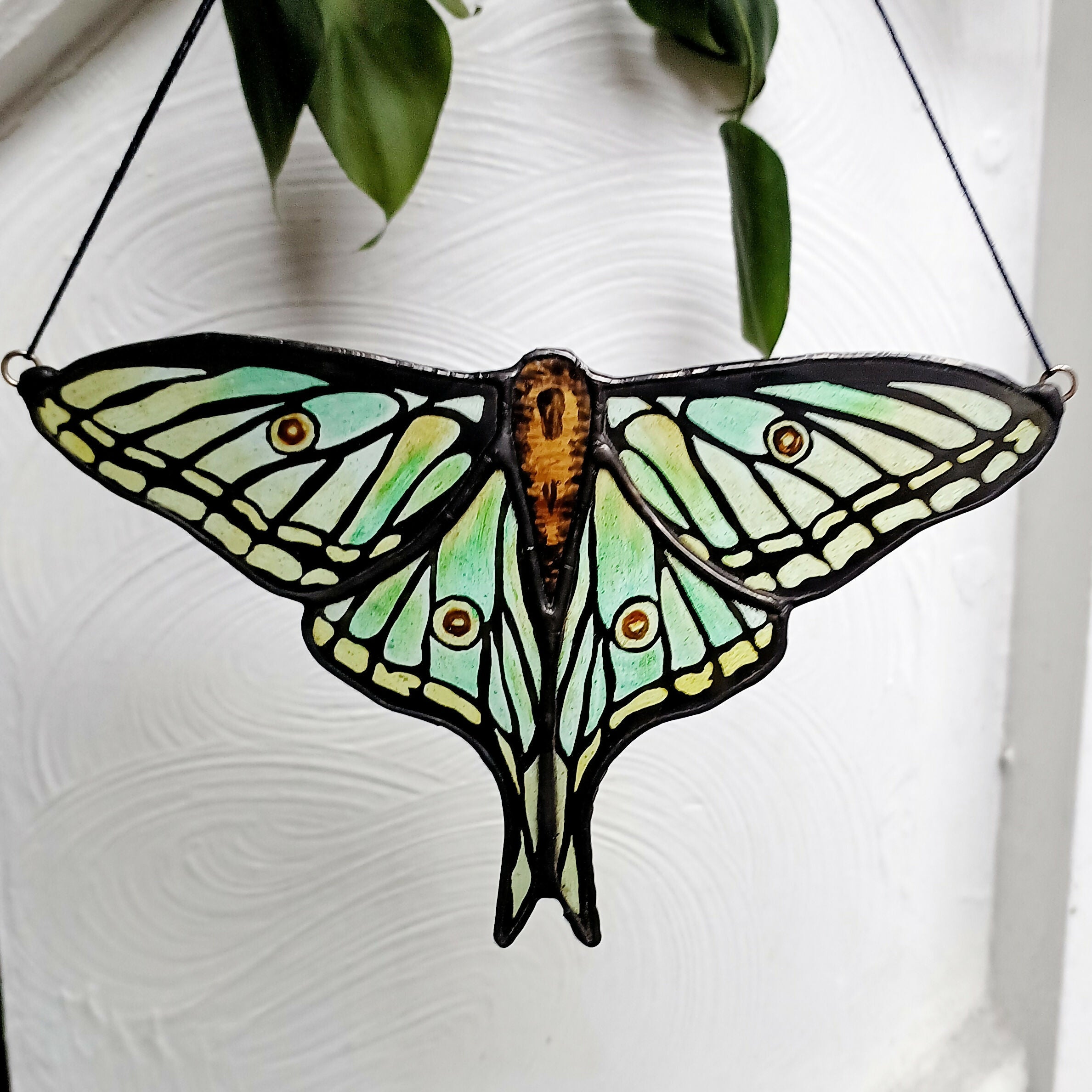 Stained Glass Luna Moth Suncatcher