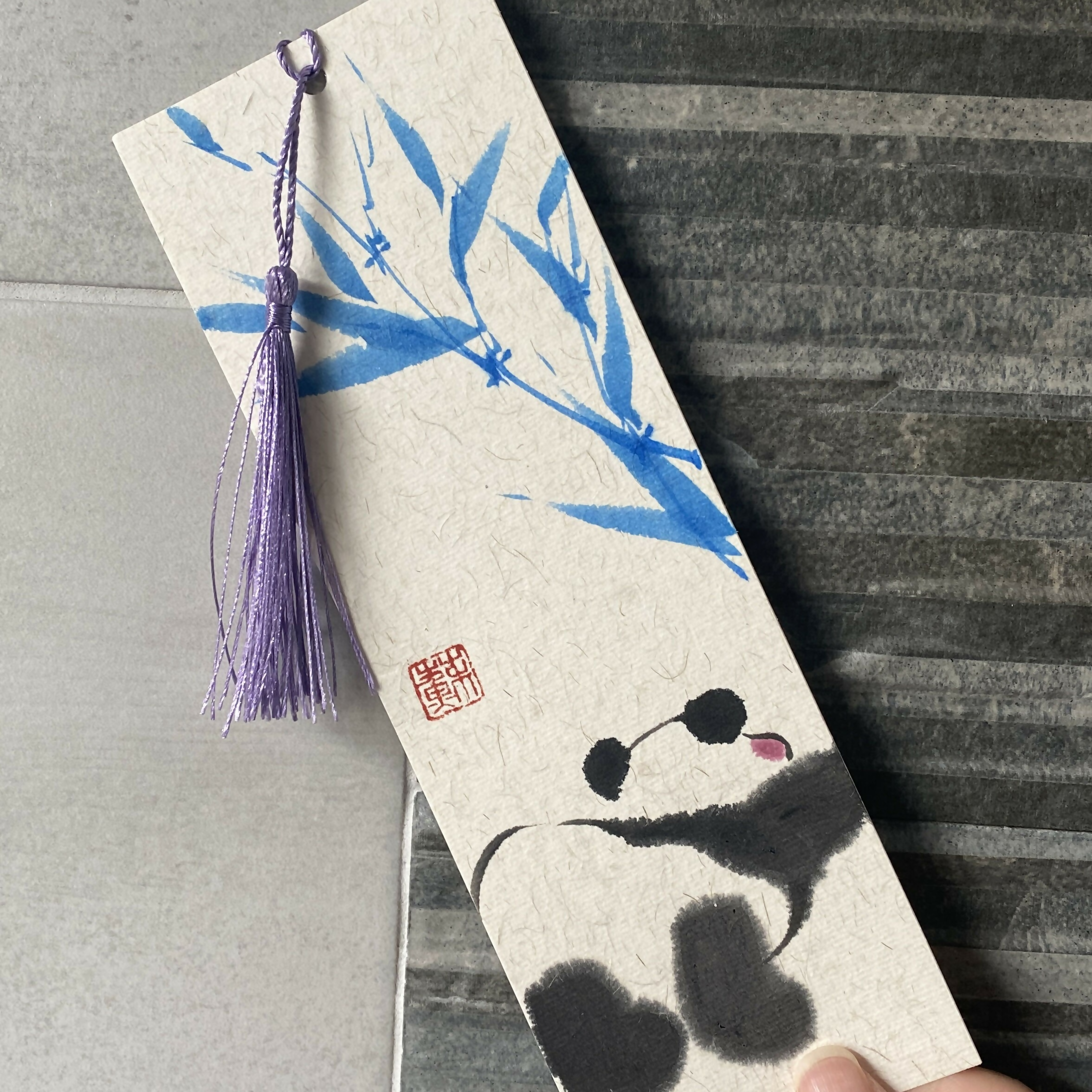 Hand-Painted Panda Bookmark
