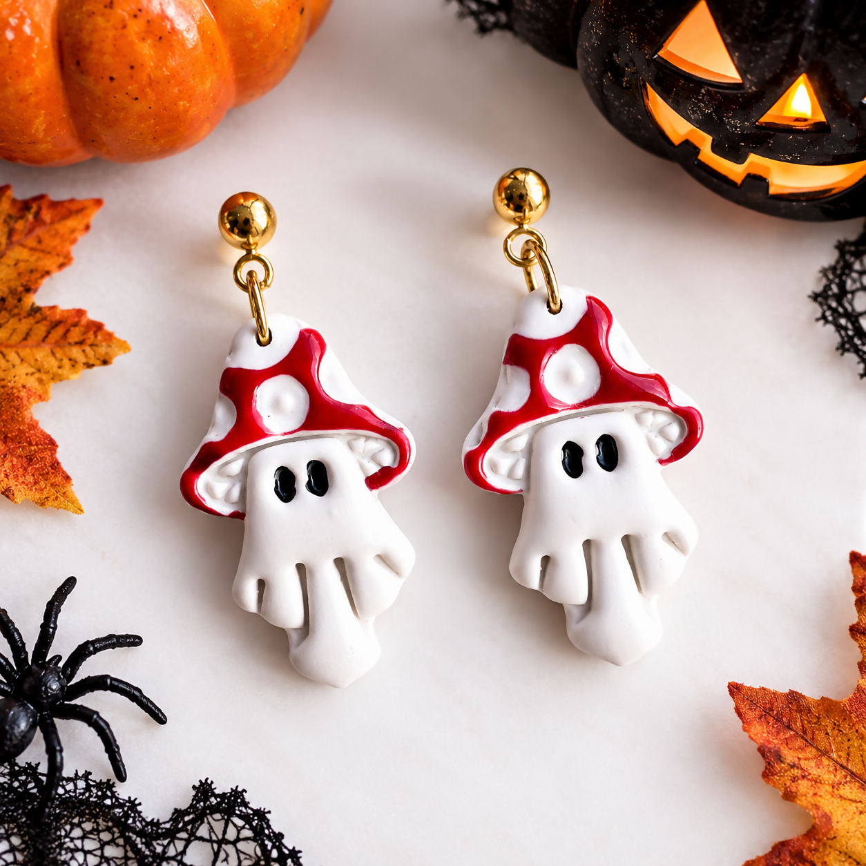 Halloween Polymer Clay Earrings, Handmade Quirqy Dangles