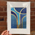 Blue & Gold Abstract Print - A4 Mounted Print