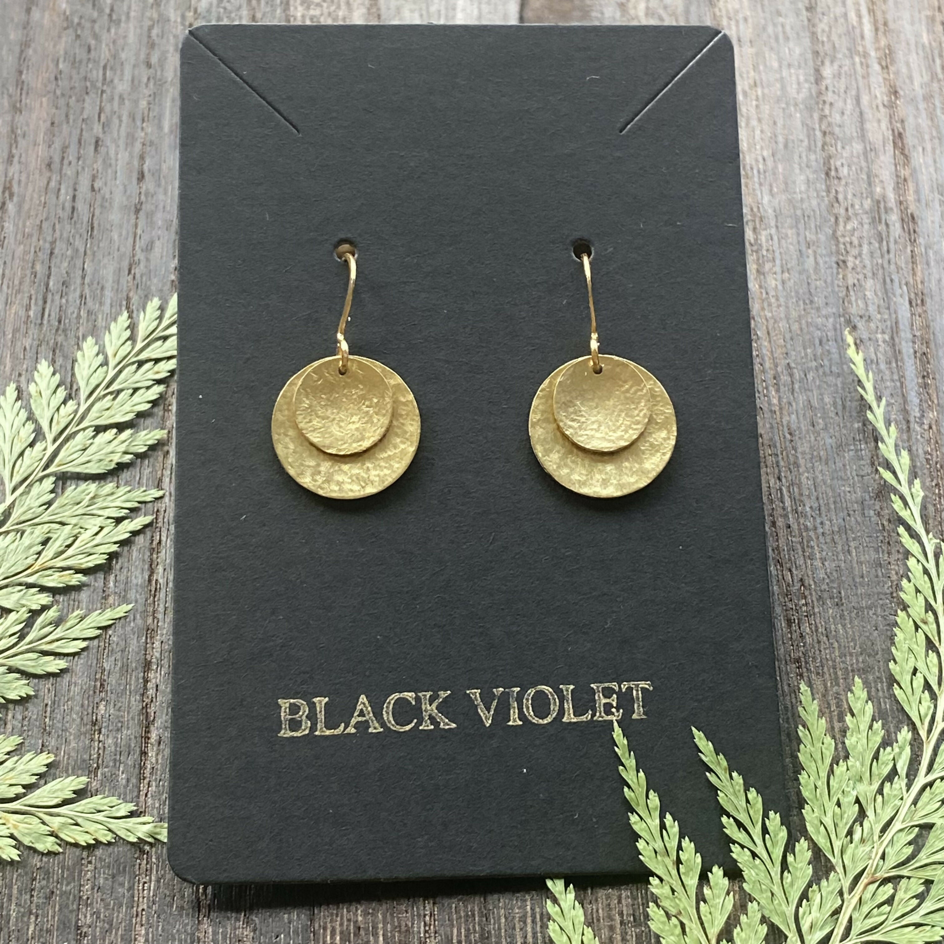 HAMMERED BRASS EARRINGS SMALL STATEMENT