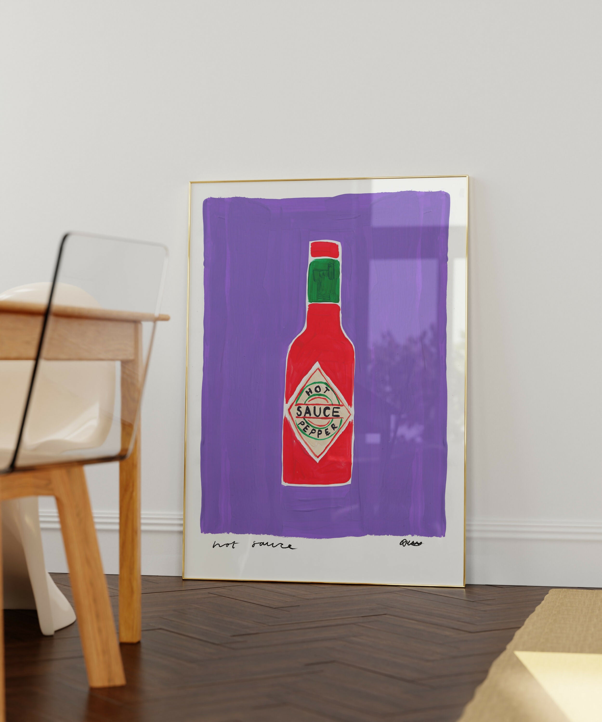 Hot Sauce Hand Painted Art Print