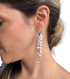 Cascading Flower Drop Earrings with Mini Floral Clusters in White and Silver