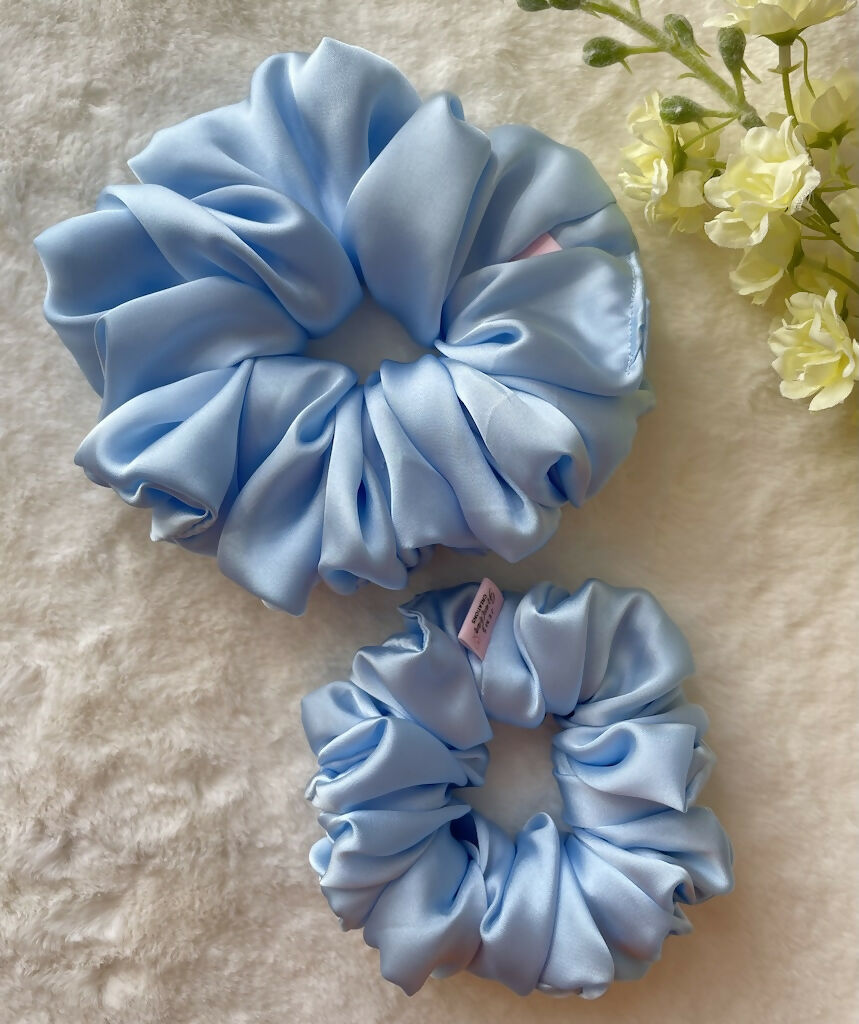 Light Blue Silk Handmade Scrunchies