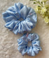 Light Blue Silk Handmade Scrunchies