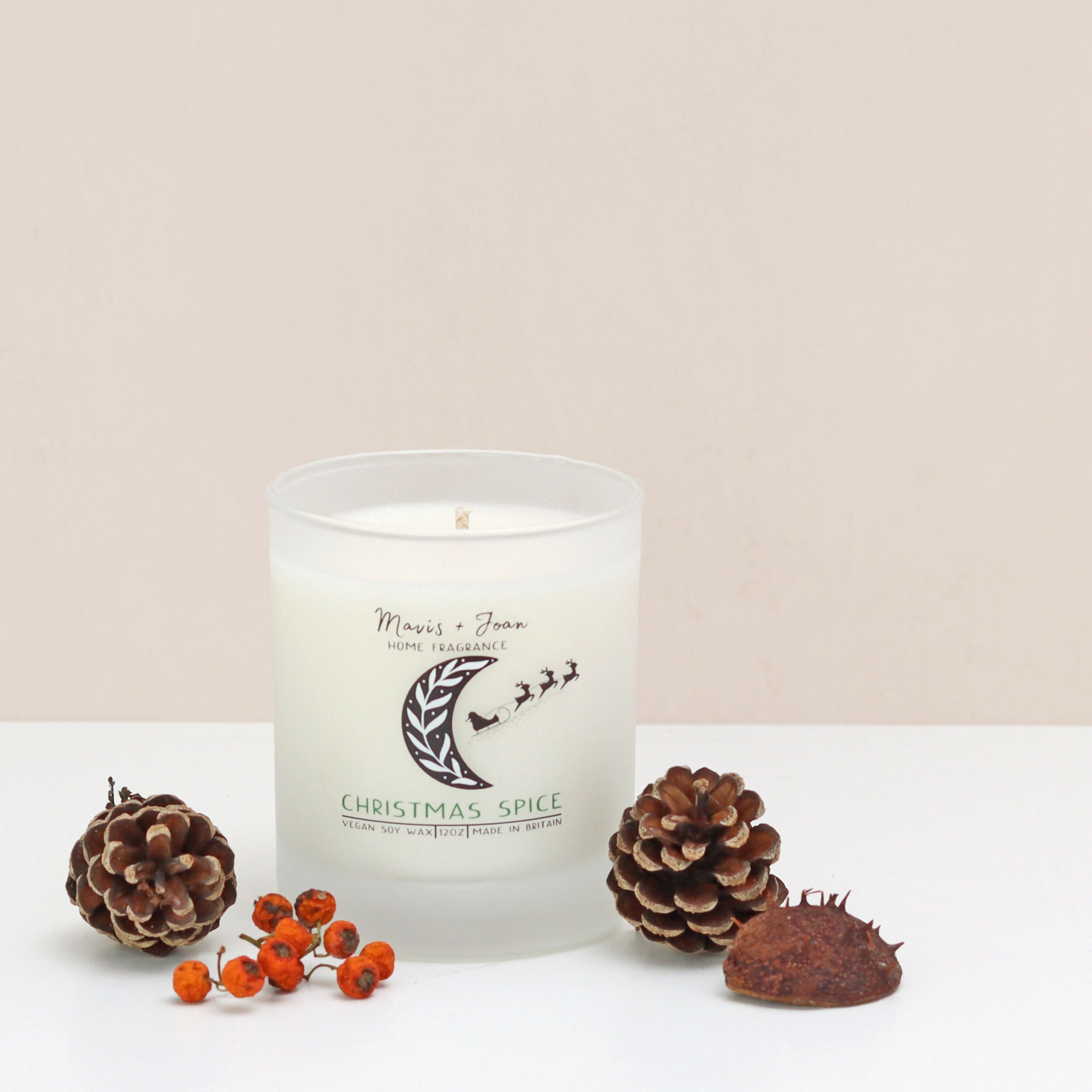 Christmas Spice Soy Wax Candle In A Frosted Glass Jar