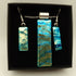 Blue Green Dichroic Glass Pendant and Earring Set