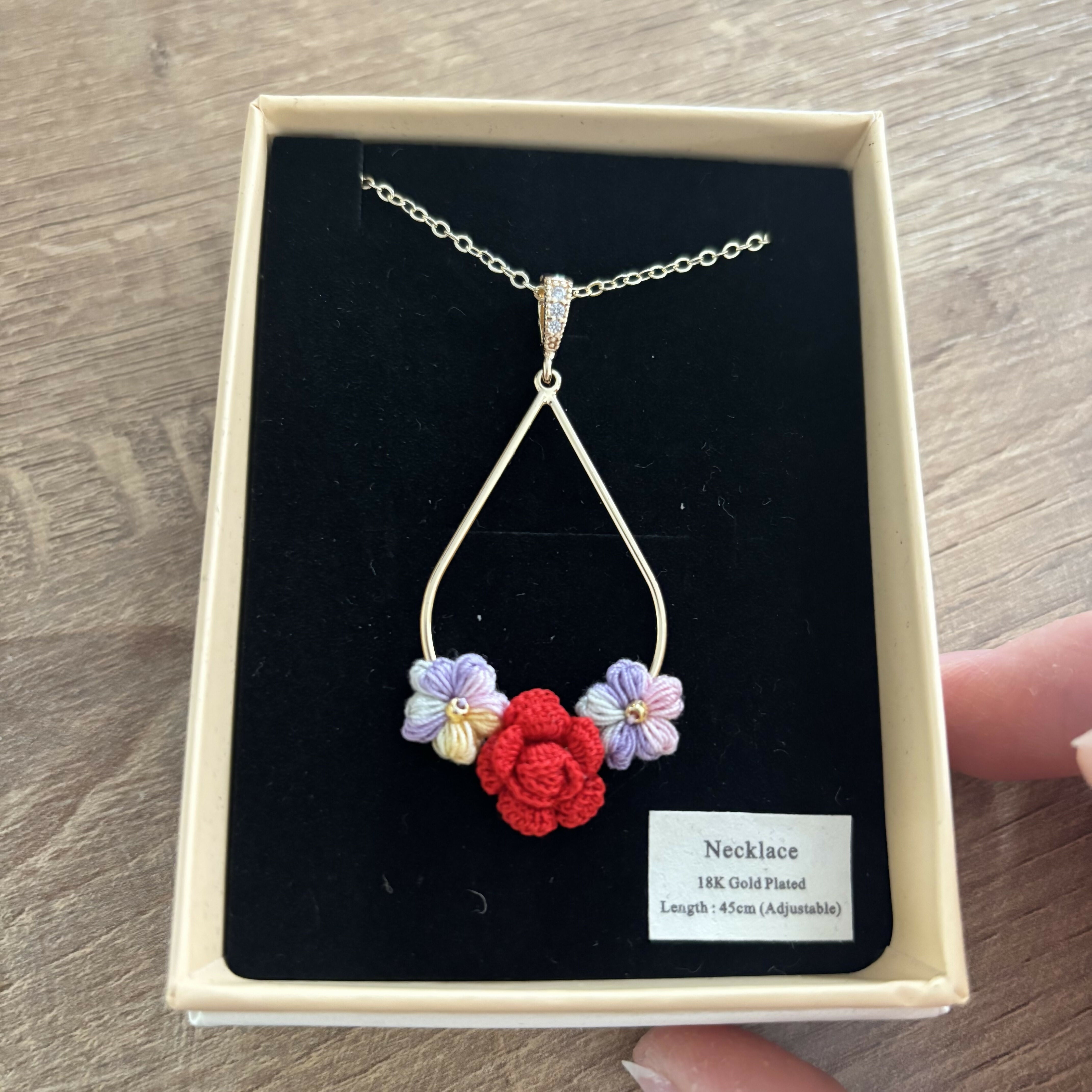 Micro Crochet Flower Necklace