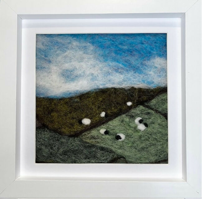 Miniature Dales Landscapes made from Yorkshire Wool with Sheep