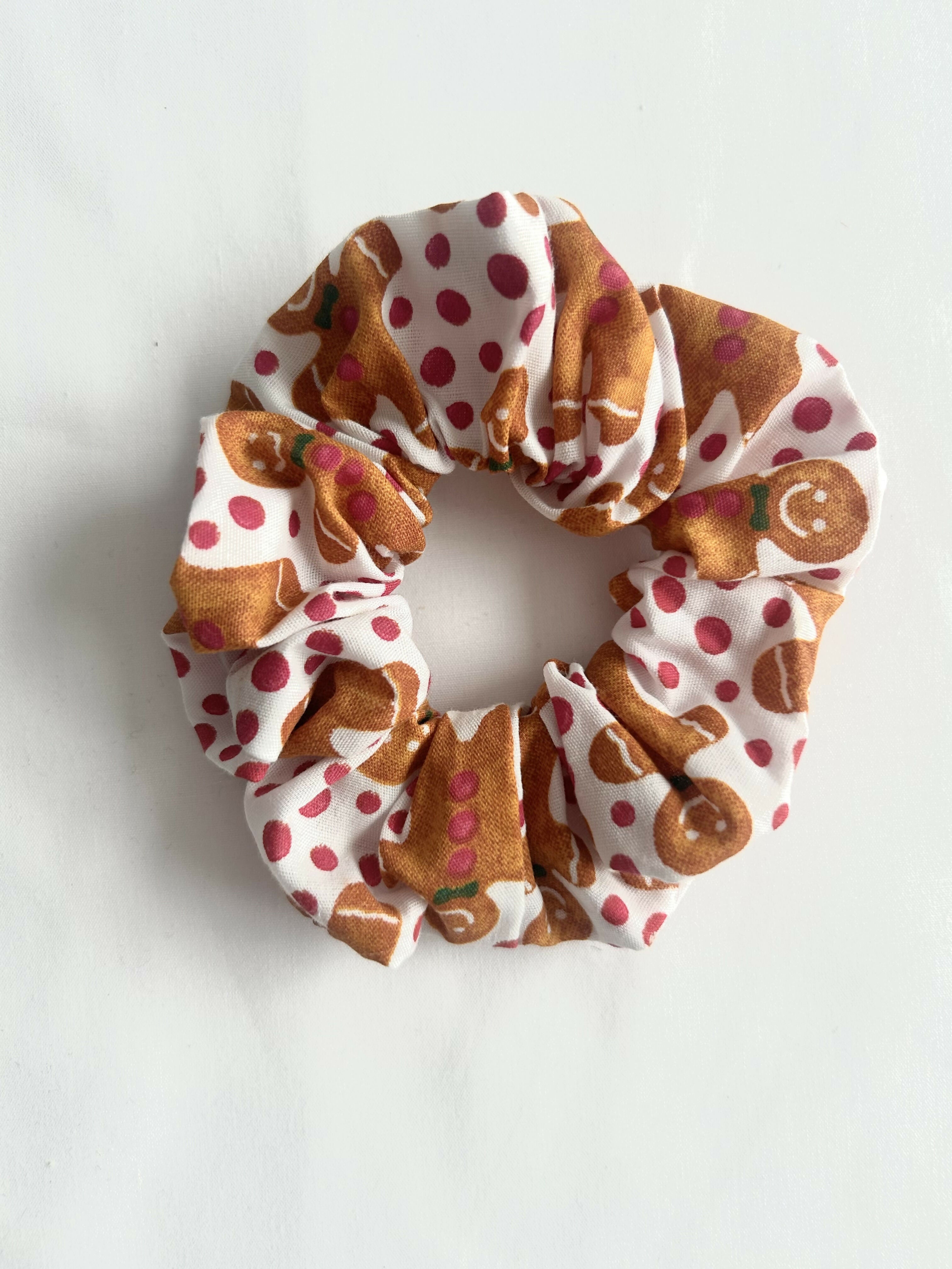 White Gingerbread Man Christmas Hair Scrunchie