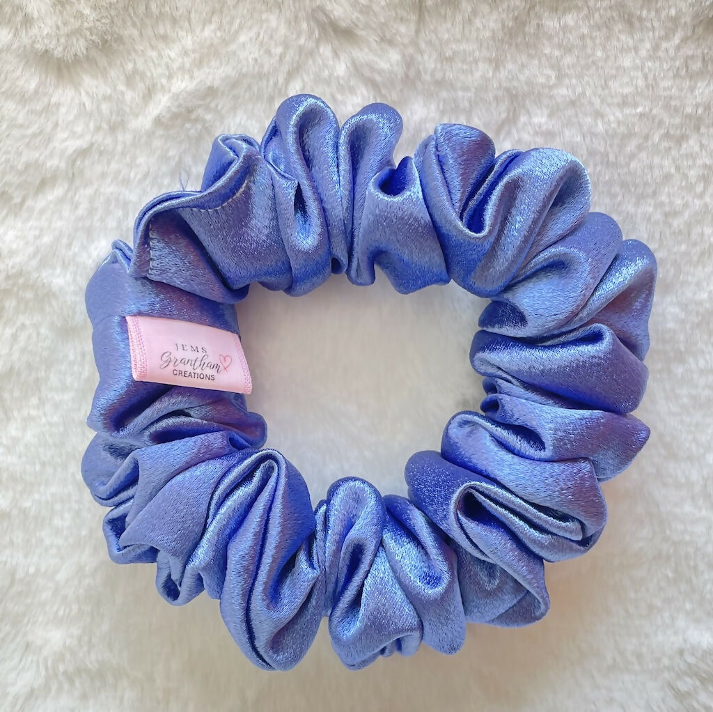 Blue Silk Handmade Scrunchie