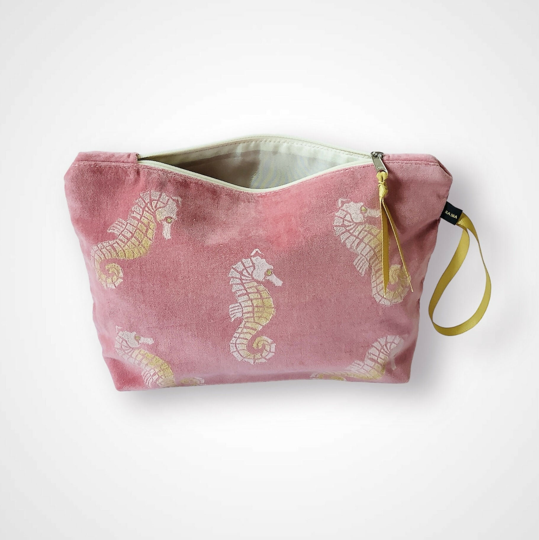 Dusty Pink Seahorses Makeup Bag