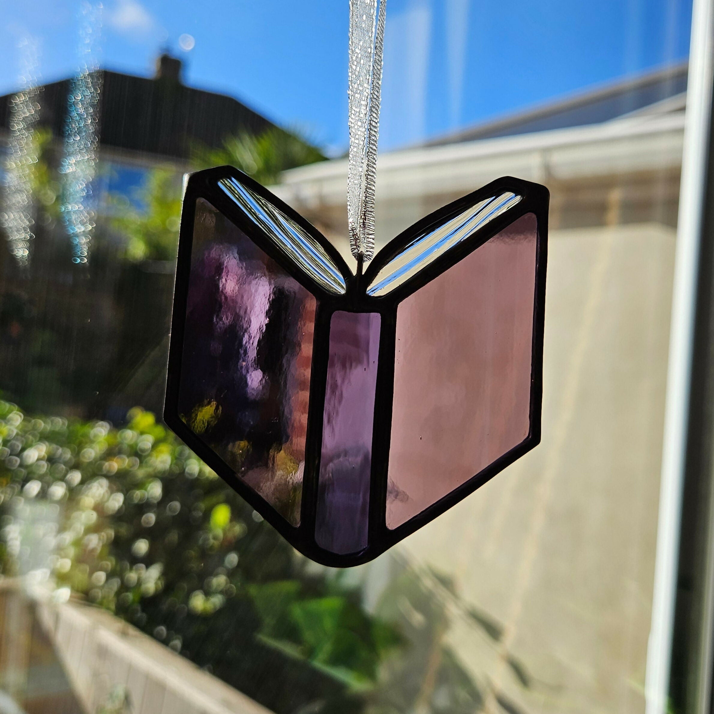 Purple Book Stained Glass Suncatcher