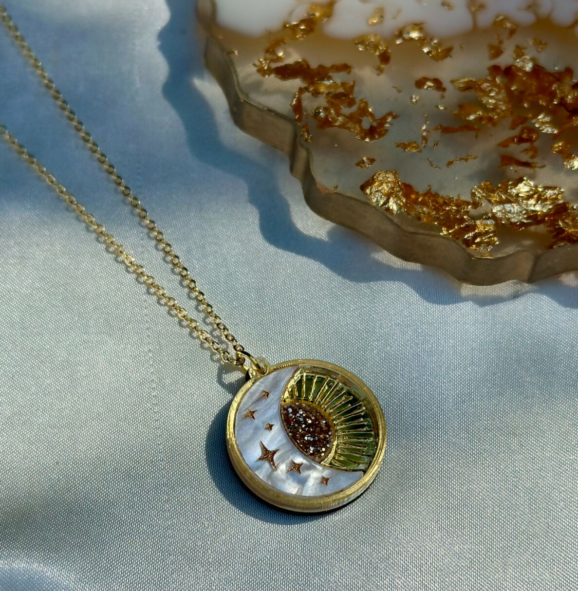 Dreamy, Celestial, Sun And Moon Pendant