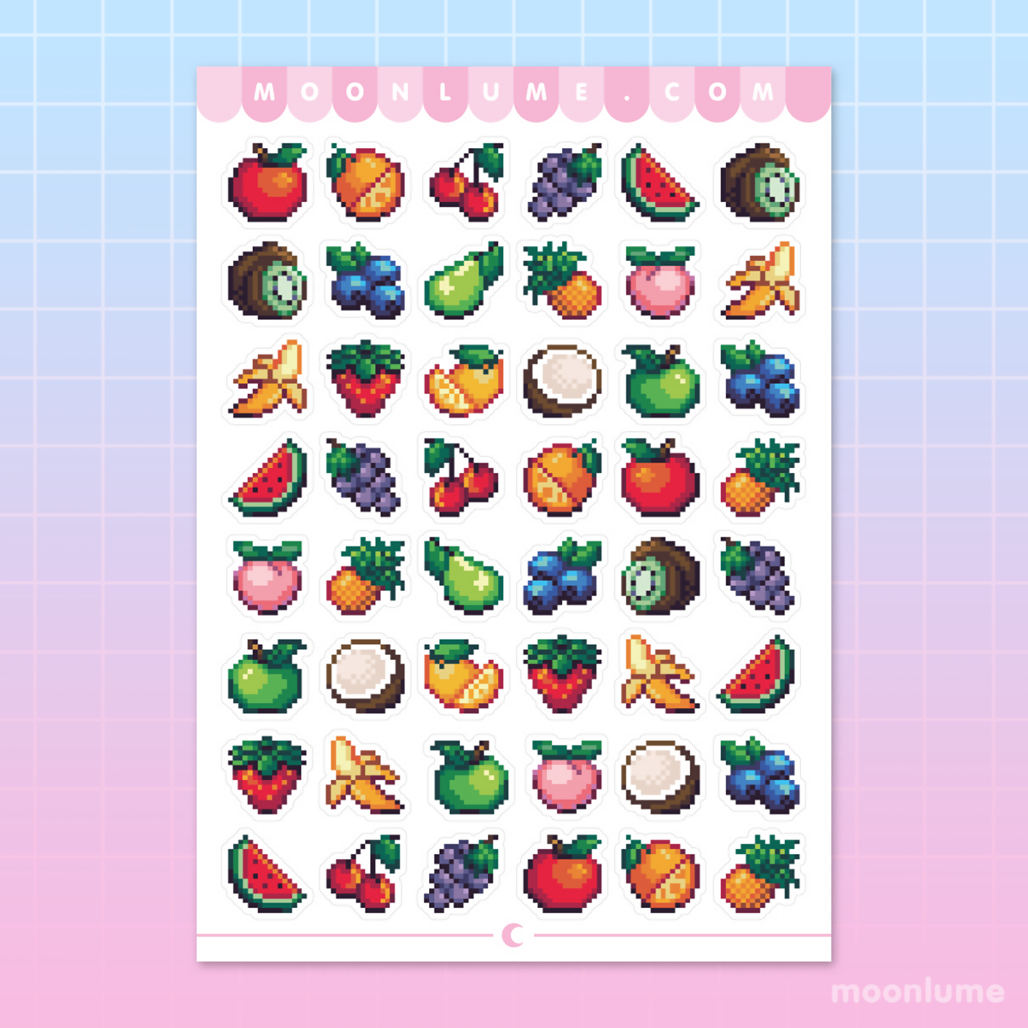 Vinyl Sticker Sheet - Pixel Fruits