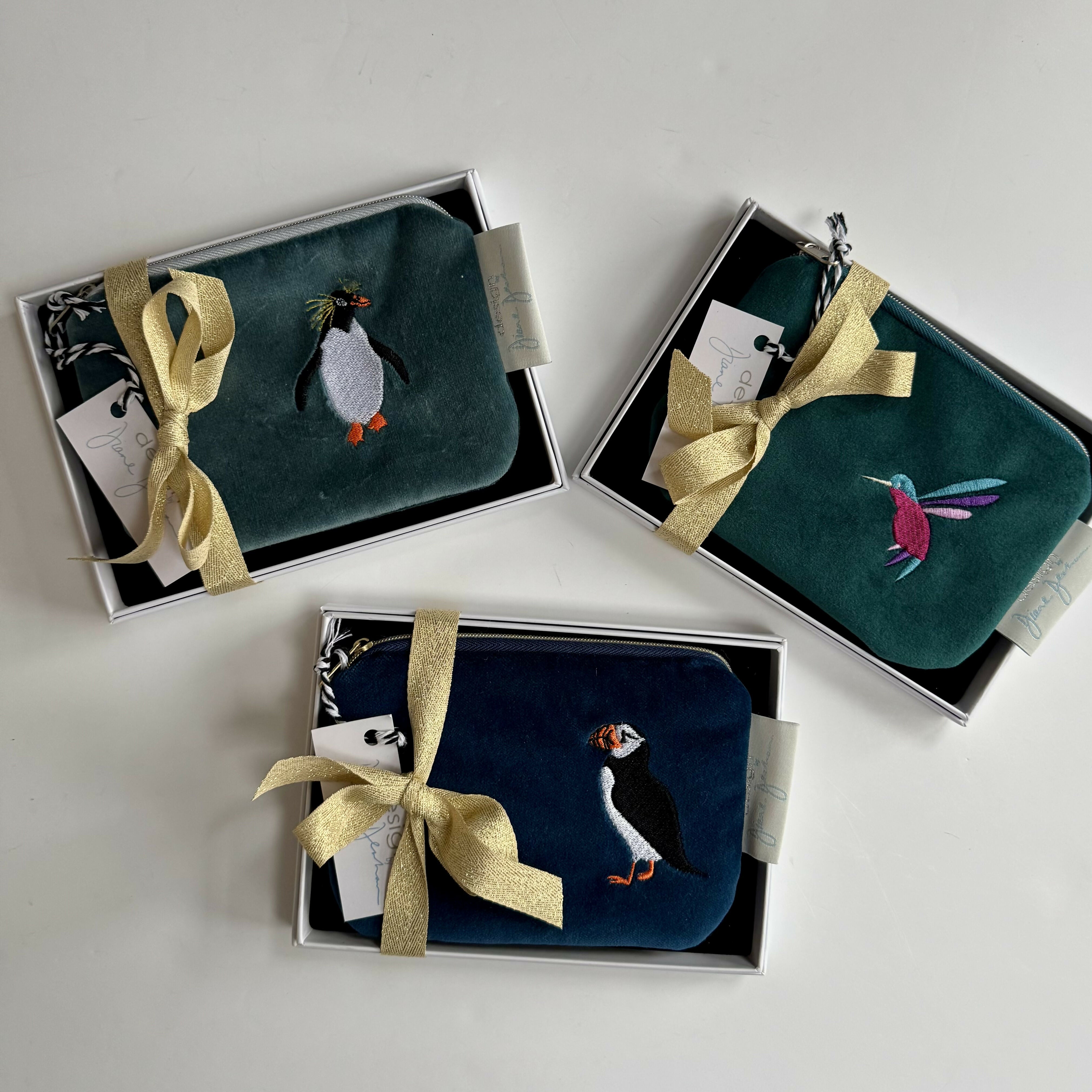 Embroidered Velvet Purse with Gift Box