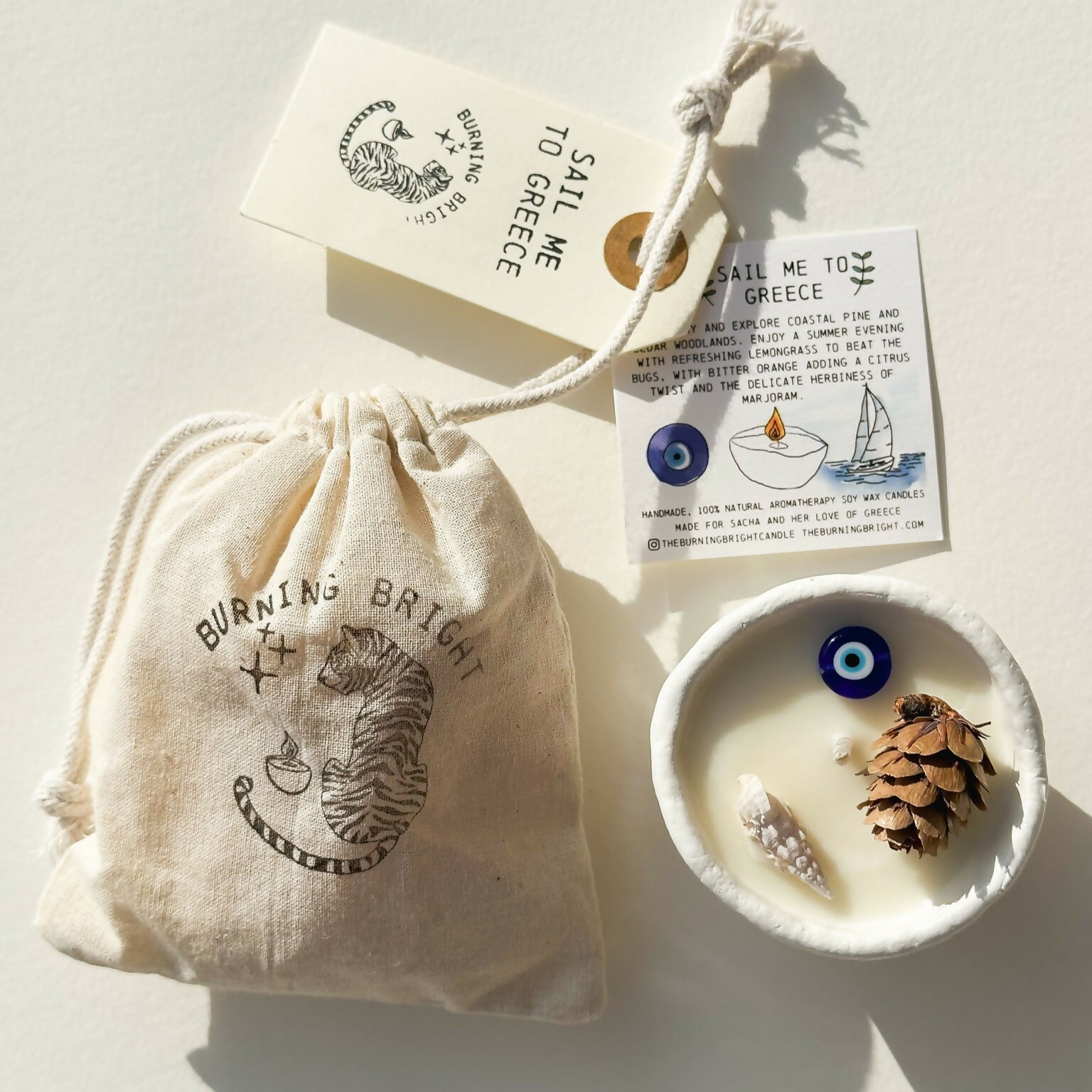 Sail Me To Greece Pinch Pot Aromatherapy Candle